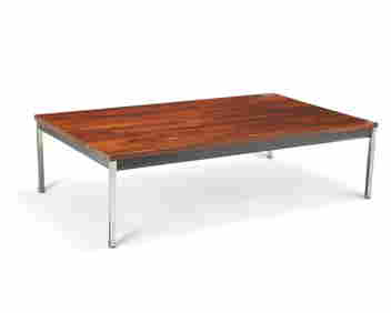 A Florence Knoll-style walnut and steel coffee table (1 of 5)