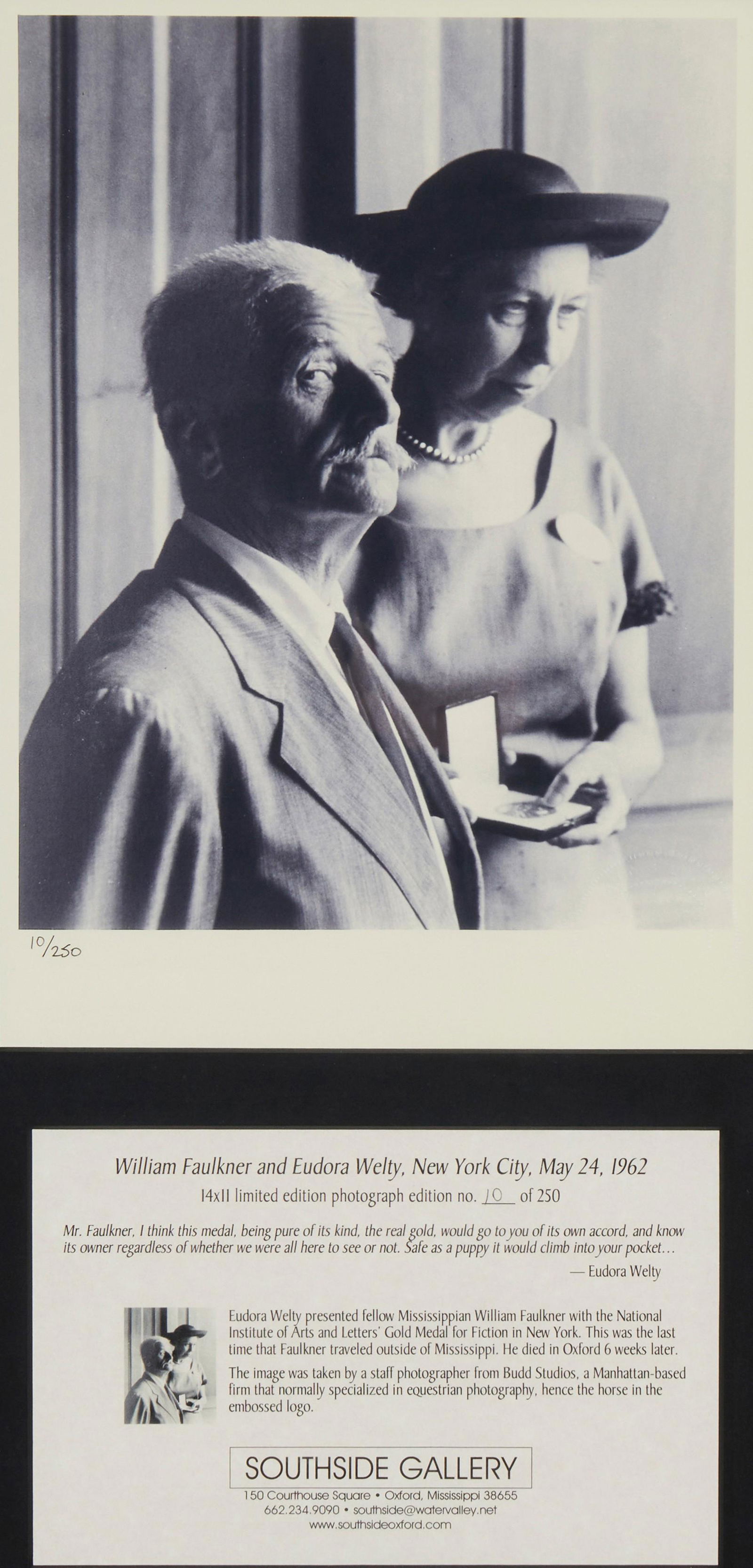 20th Century American School, "William Faulkner and Eudora Welty, New York City, May 24, 1962," (1 of 7)