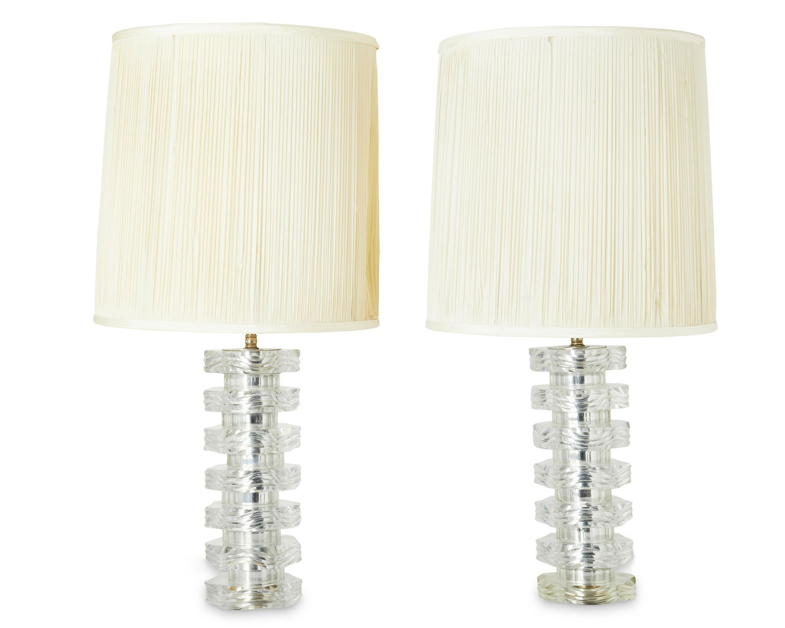 A pair of Lucite and chrome table lamps (1 of 3)