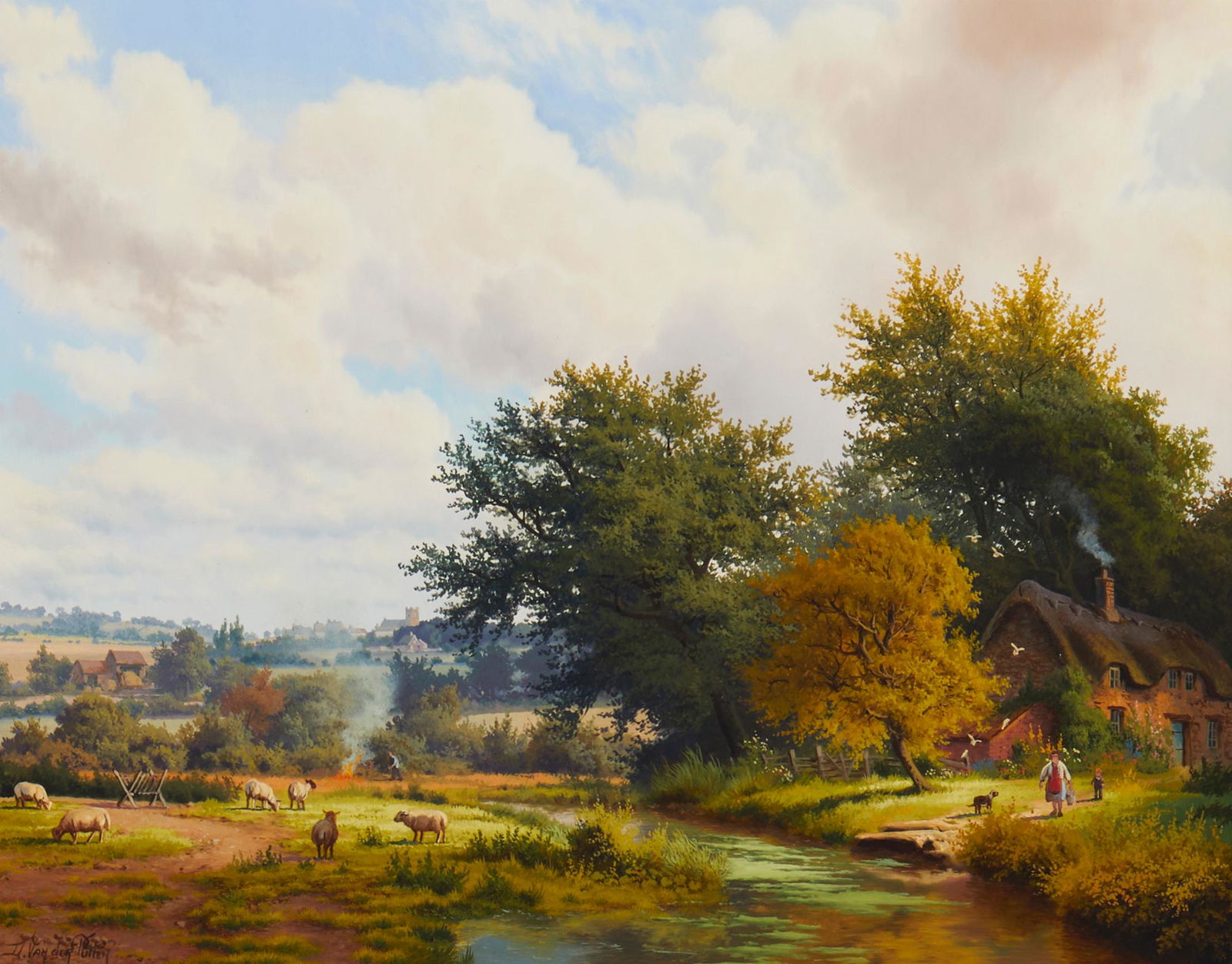 Daniel Van Der Putten (b. 1949), "Summer Afternoon on the Farm," Oil on panel, 11" H x 14" W (1 of 6)