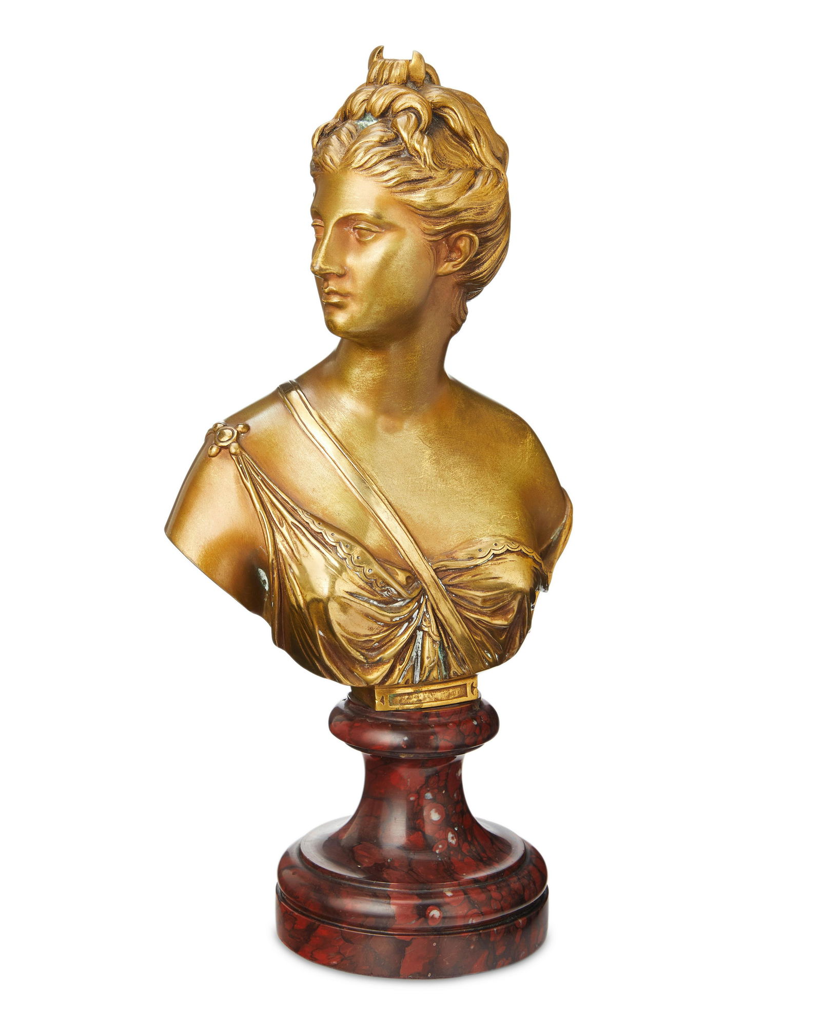 A gilt-bronze bust after Jean-Antoine Houdon's Diana, Late 19th /early 20th Century (1 of 2)
