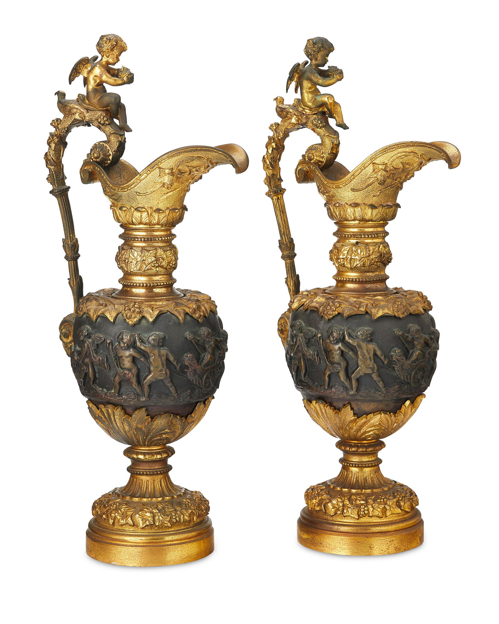 A pair of Victorian bronze garniture ewers (1 of 2)