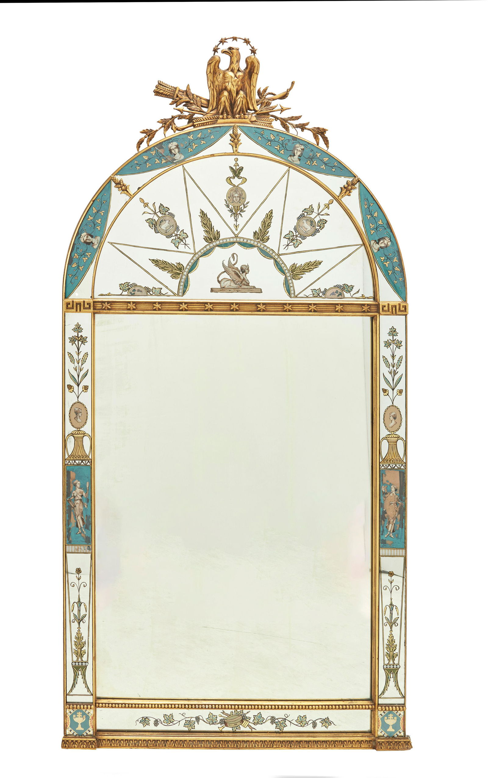 An American reverse-painted wall mirror (1 of 7)