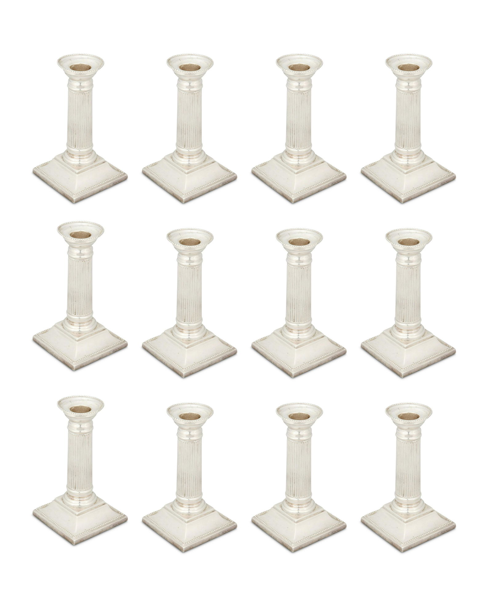 English silver candlesticks, set of twelve (1 of 3)