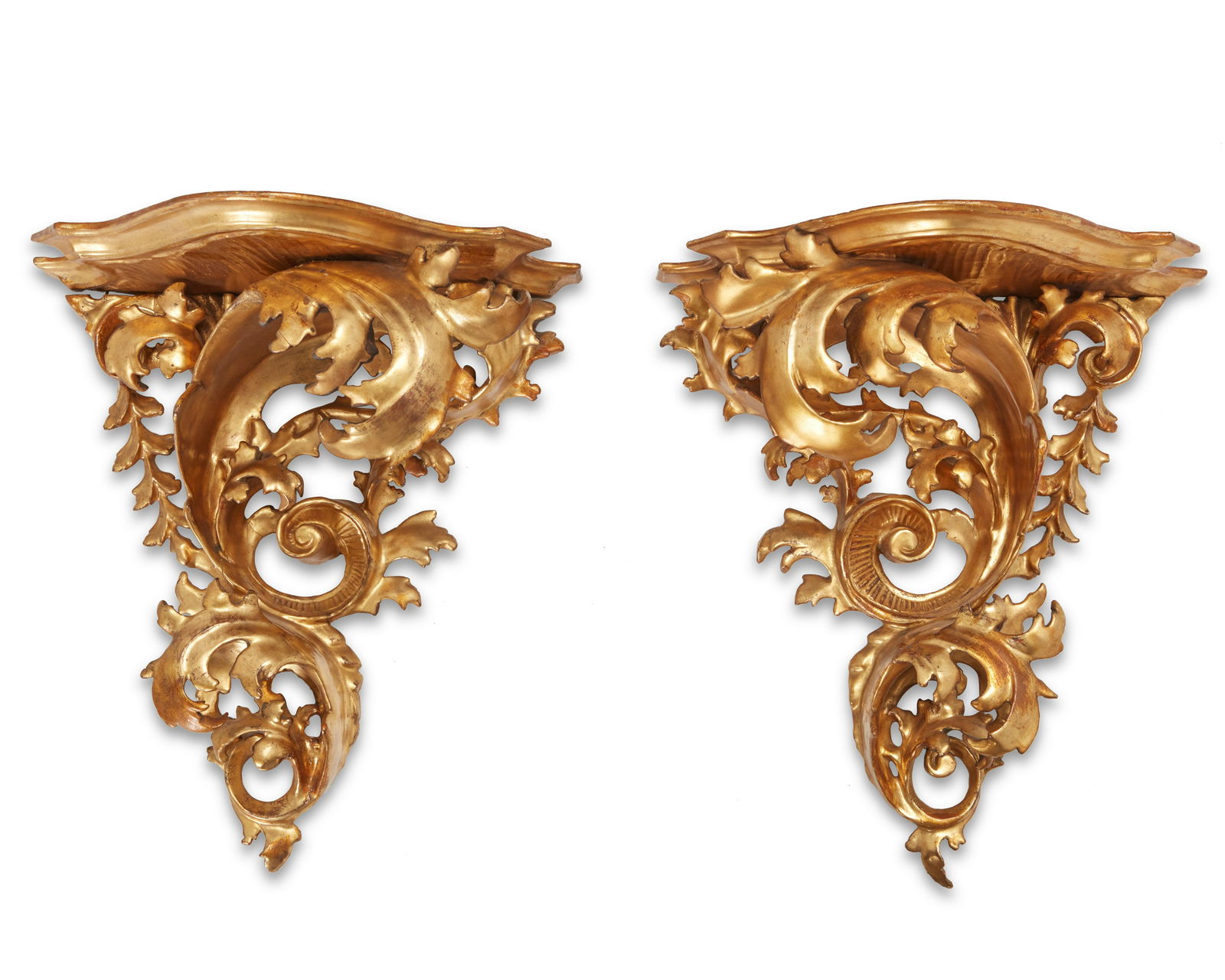 A pair of carved giltwood wall shelves (1 of 5)