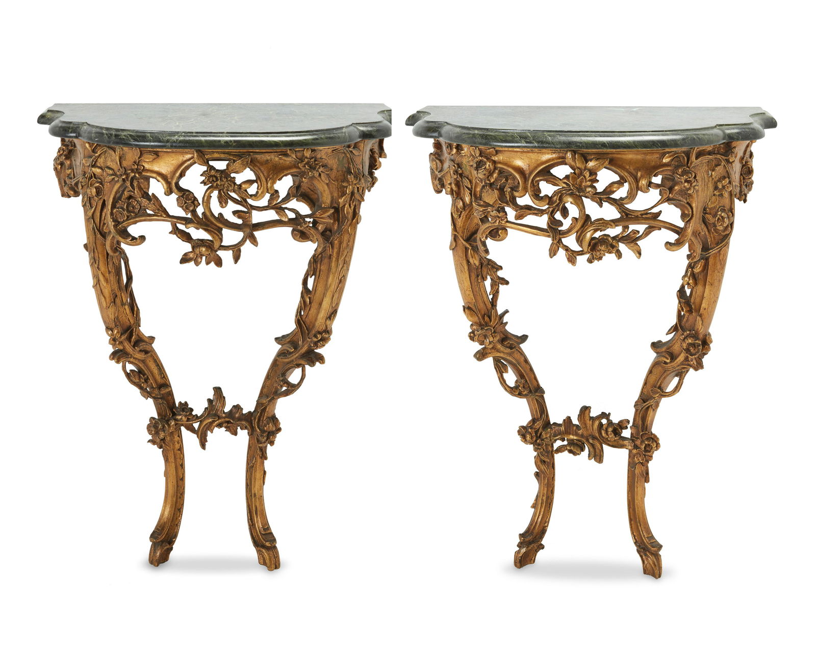 A pair of Italian giltwood wall console tables (1 of 9)