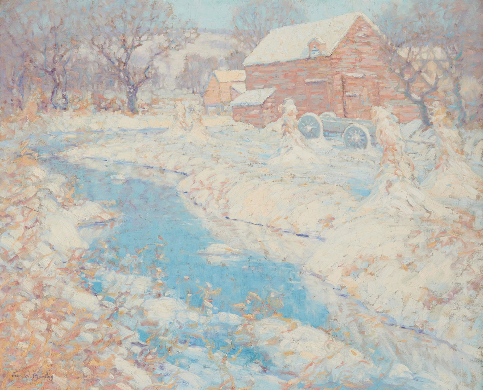John William Bentley (1880-1951), A snowy landscape, Oil on canvas, 25.5" H x 30" W (1 of 6)