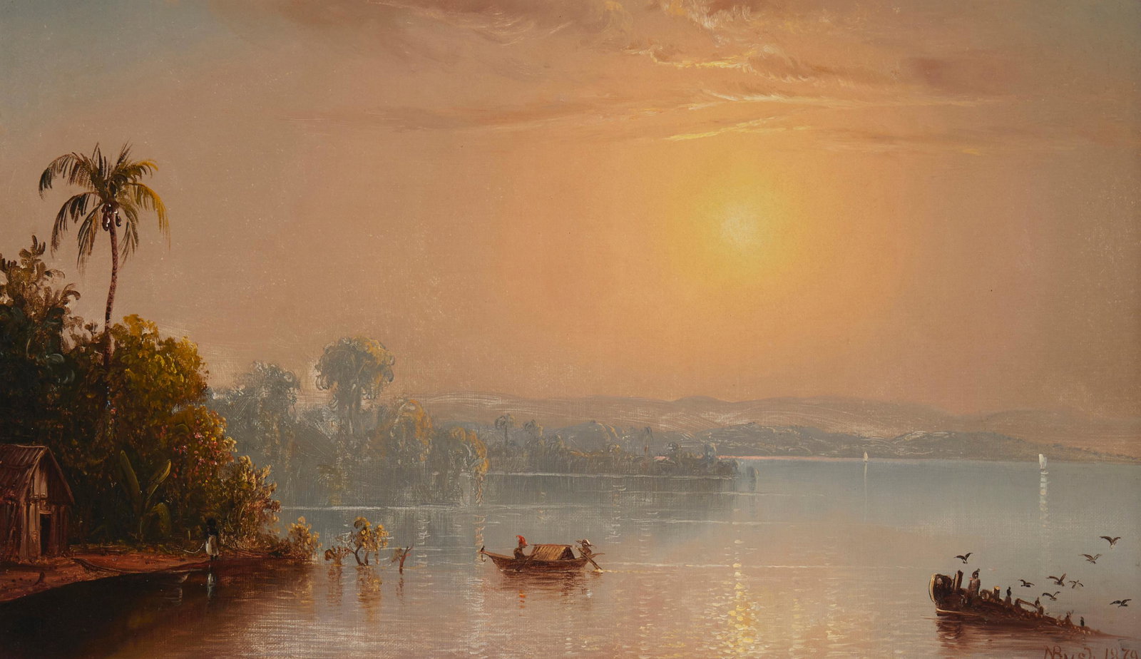 Norton Bush (1834-1894), "Aspinwall Bay," 1879, Oil on canvas laid to canvas, 12" H x 20" W (1 of 6)