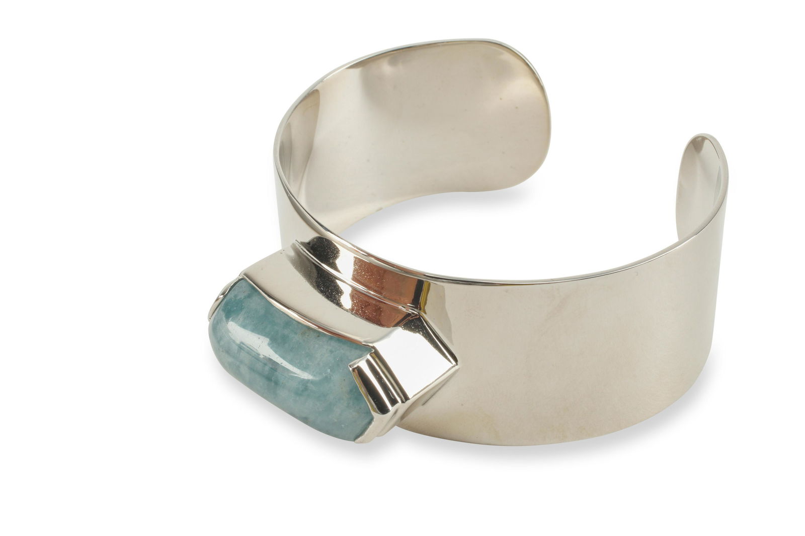 A Mignon Faget sterling silver and aquamarine cuff bracelet (1 of 2)