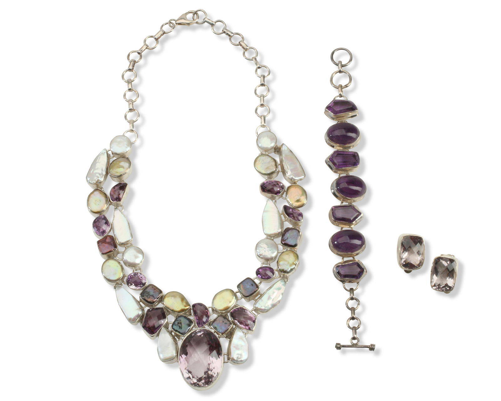 A set of sterling silver and amethyst jewelry (1 of 4)