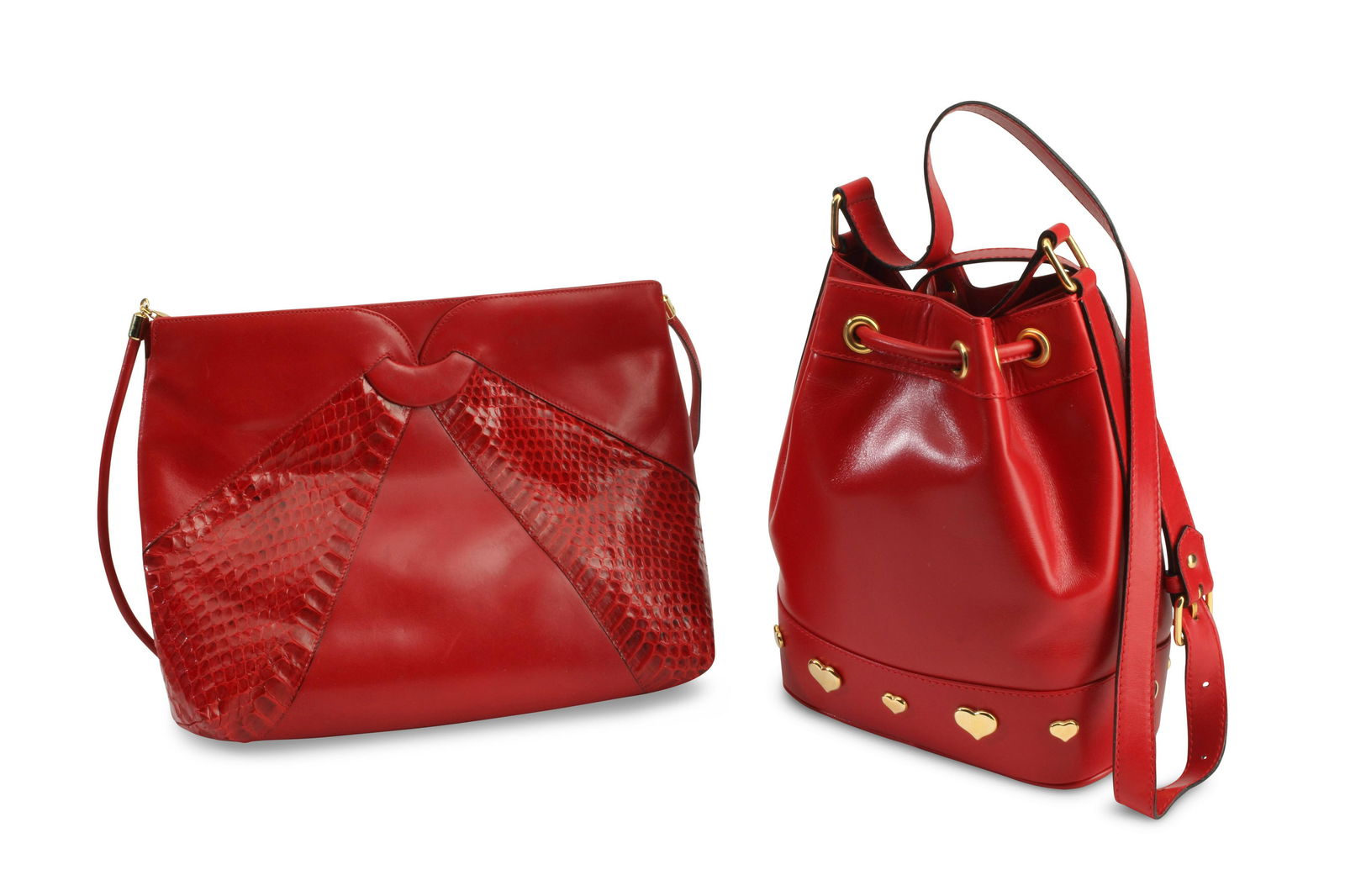Two red leather vintage purses including Escada and Salvatore Ferragamo (1 of 3)