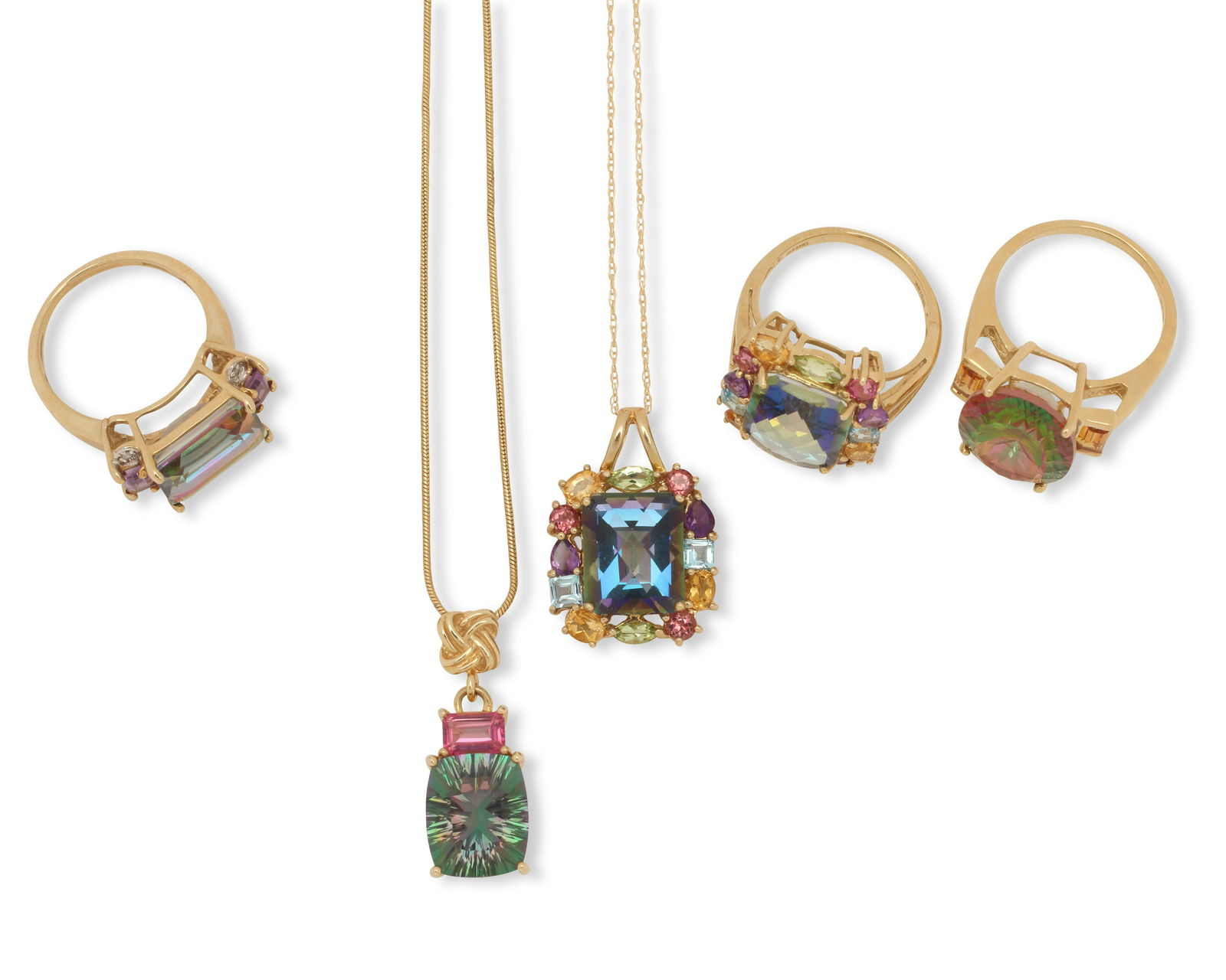 A collection of 10k gold diamond and gemstone gold jewelry (1 of 3)