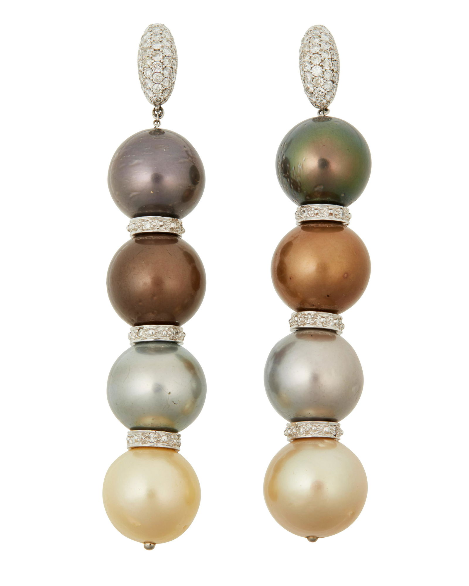 A pair of cultured pearl and diamond earrings (1 of 3)