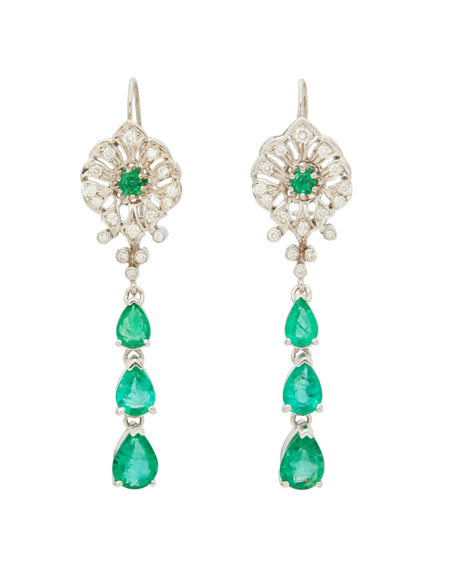 A pair of emerald and diamond earrings (1 of 3)