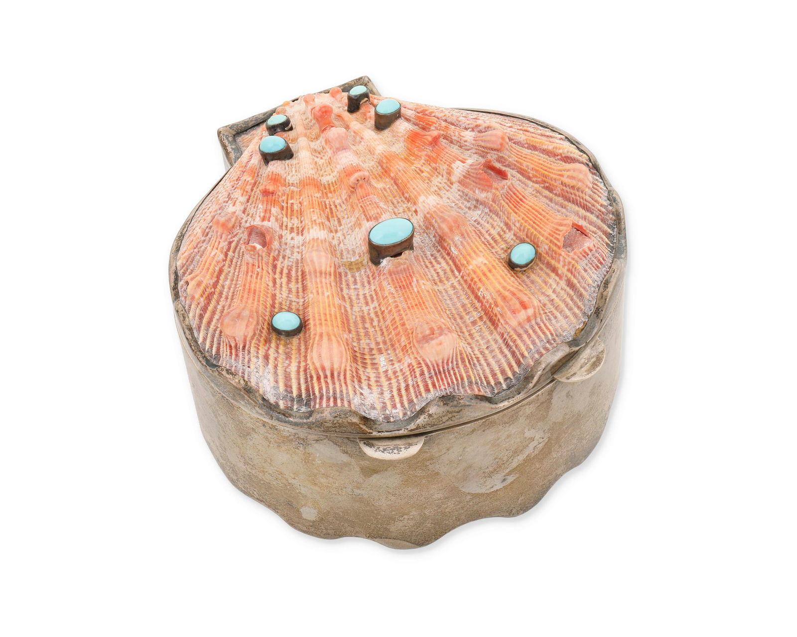 A Marguerite Stix shell and turquoise minaudiEre (1 of 2)