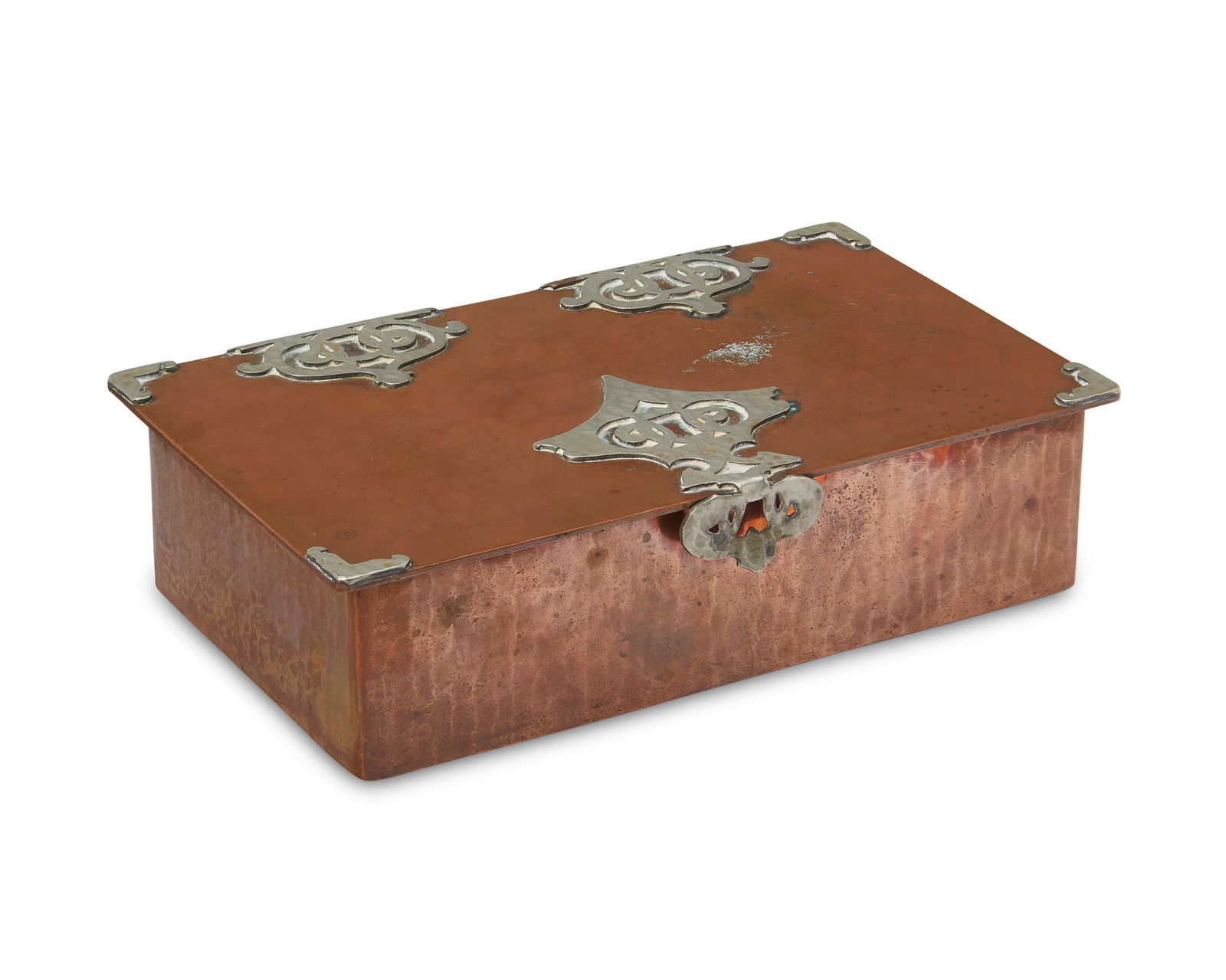 A Dirk van Erp hammered copper and silver box, Circa 1915-1977 (1 of 4)