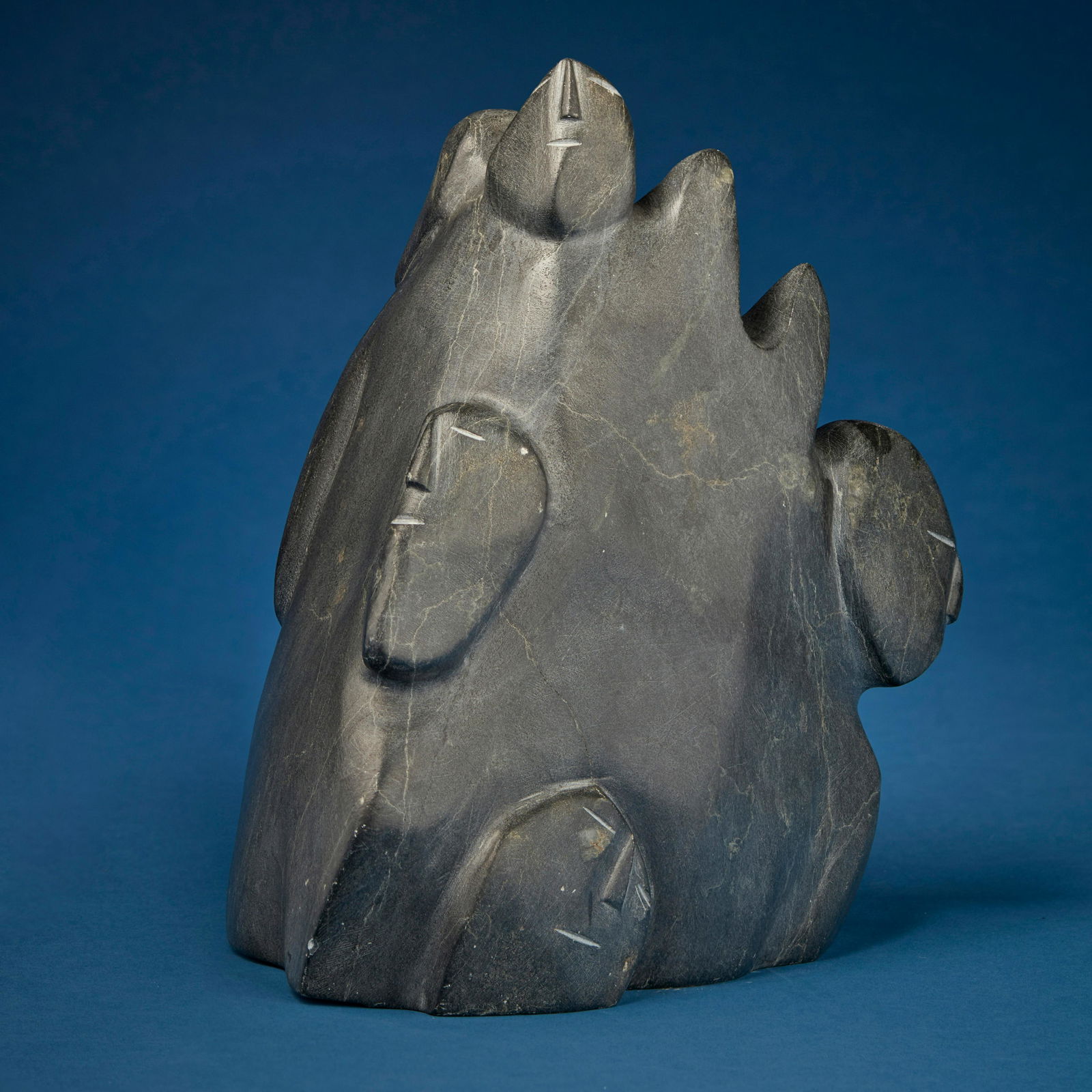 George Arluk (1949-2023, Inuit; Eskimo Point/Arviat), Carved abstract multiple-headed figure (1 of 7)