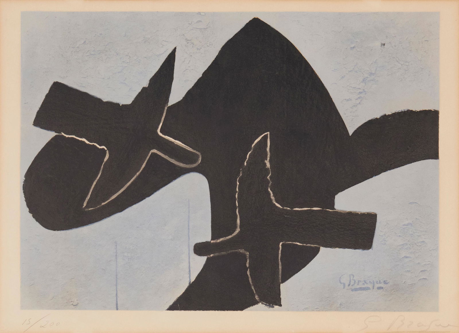 Georges Braque (1882-1963), "L'Oiseaux Noirs," 1958, Lithograph in colors on paper, Image: 13.75" H (1 of 8)