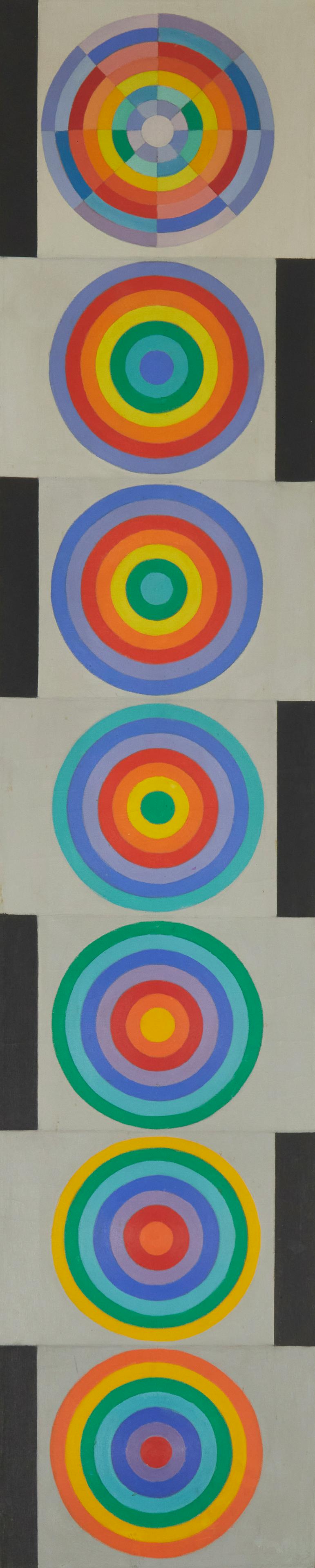 Charmion Von Wiegand (1896-1983), "The Lotuses," 1960 , Oil on canvas, 60" H x 12" W: Charmion Von Wiegand(1896-1983)"The Lotuses," 1960Oil on canvasUnsigned; titled and dated on a gallery label affixed verso60" H x 12" W Provenance: Howard Wise Gallery, New York, NYDavid Wise an