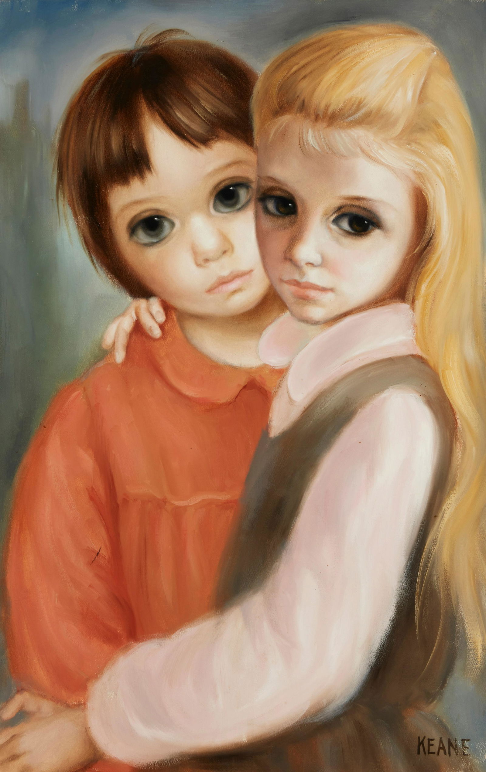 Margaret Keane (19272022), Portrait Of A Young Boy And Girl, Oil On