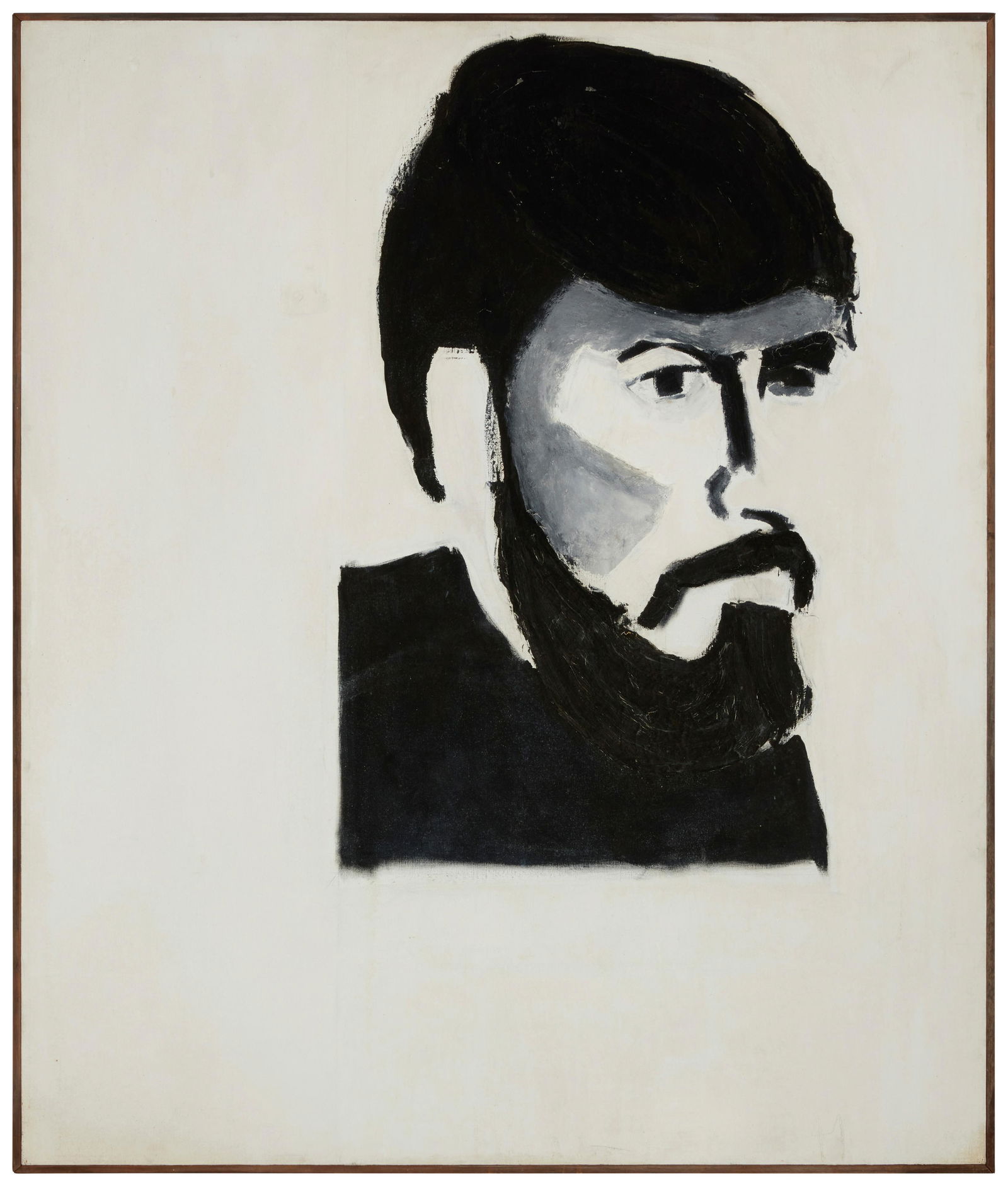 Fernando Garcia Ponce (1933-1987), "Autorretrato," 1966, Oil on canvas, 47.25" H x 39.5" W: Fernando Garcia Ponce(1933-1987)"Autorretrato," 1966Oil on canvasUnsigned; titled on gallery labels affixed verso47.25" H x 39.5" W Provenance: Galeria Juan Martin, Mexico City, Me