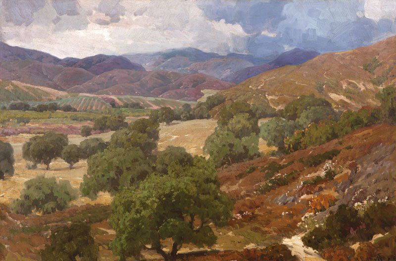 Hanson Duvall Puthuff (1875-1972): Approaching Storm - Verdugo, signed and dated lower right: H. Puthuff 06, titled in pencil on the stretcher, oil on canvas, 24.25'' x 36'', est:$20,000/30,000. Provenance: Private Collection, Northern