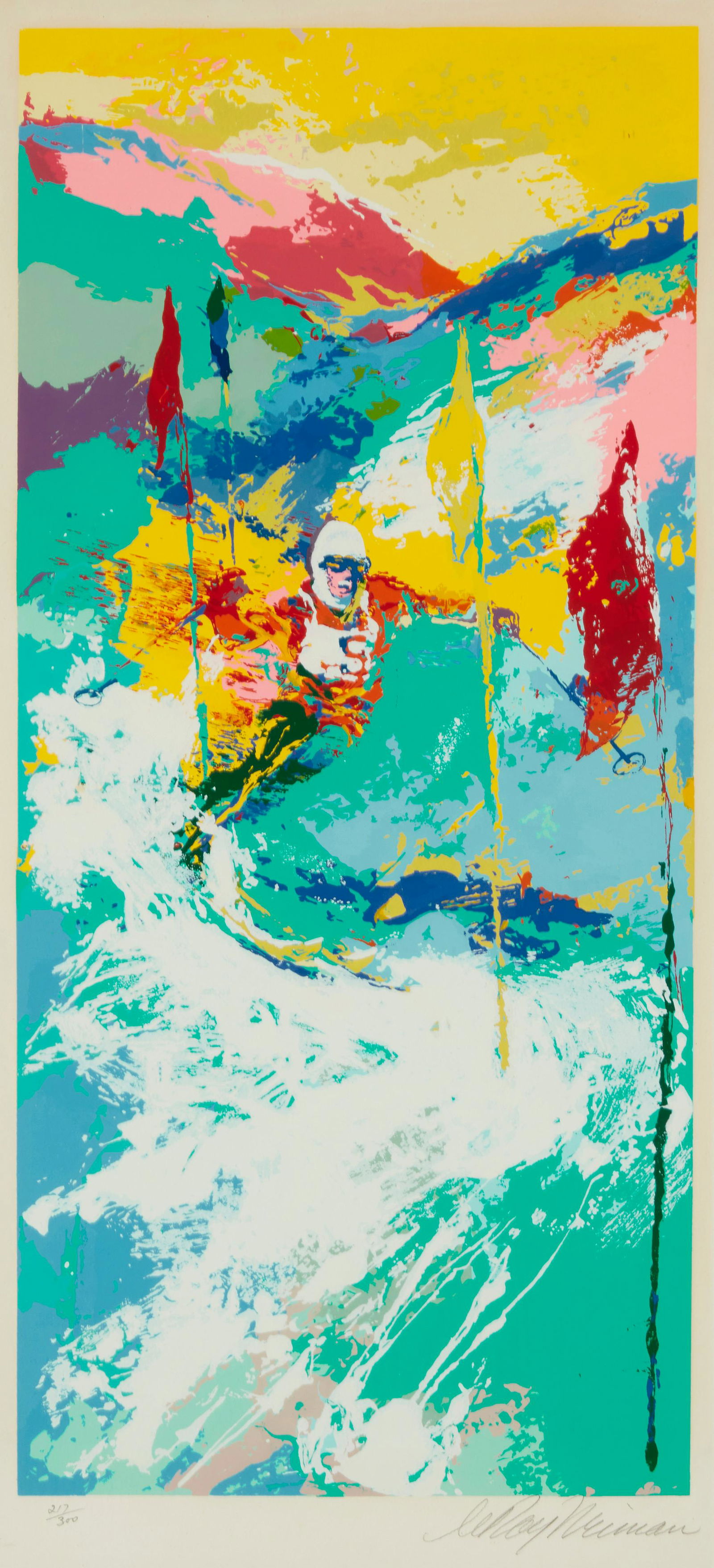 LeRoy Neiman (1921-2012), "Downhill Skier," 1973, Screenprint in colors on paper, Image: 26" H x 12" (1 of 6)