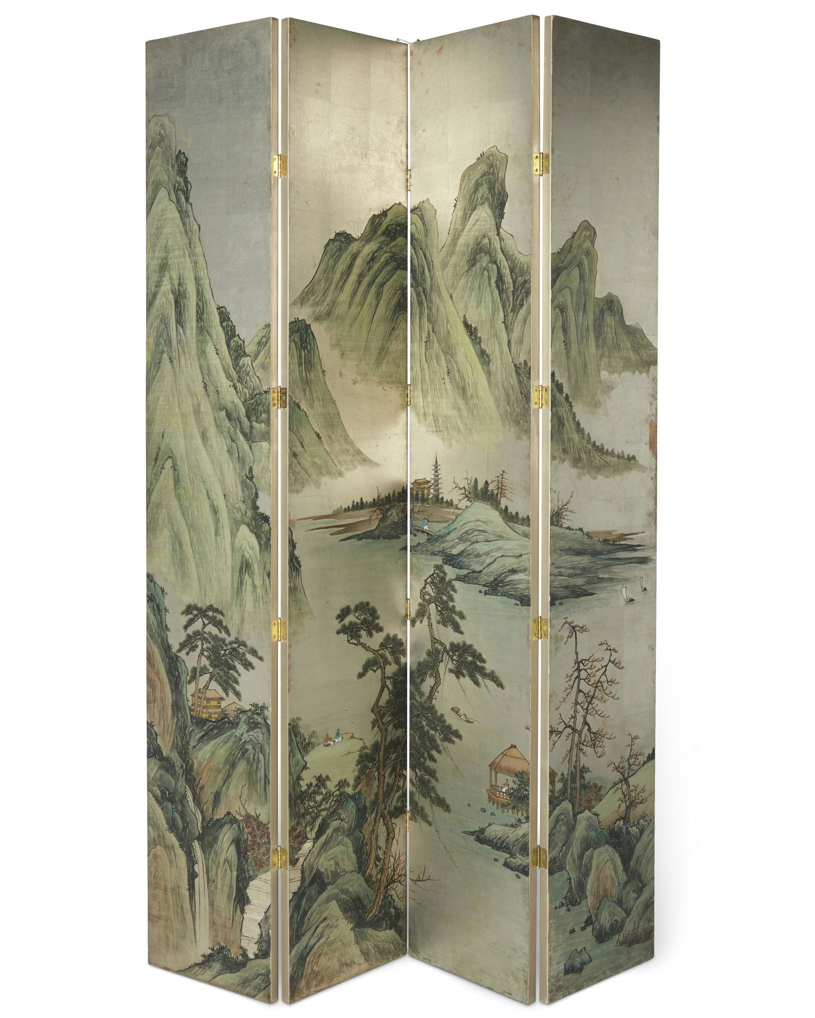 A Japanese silver leaf byobu screen (1 of 9)