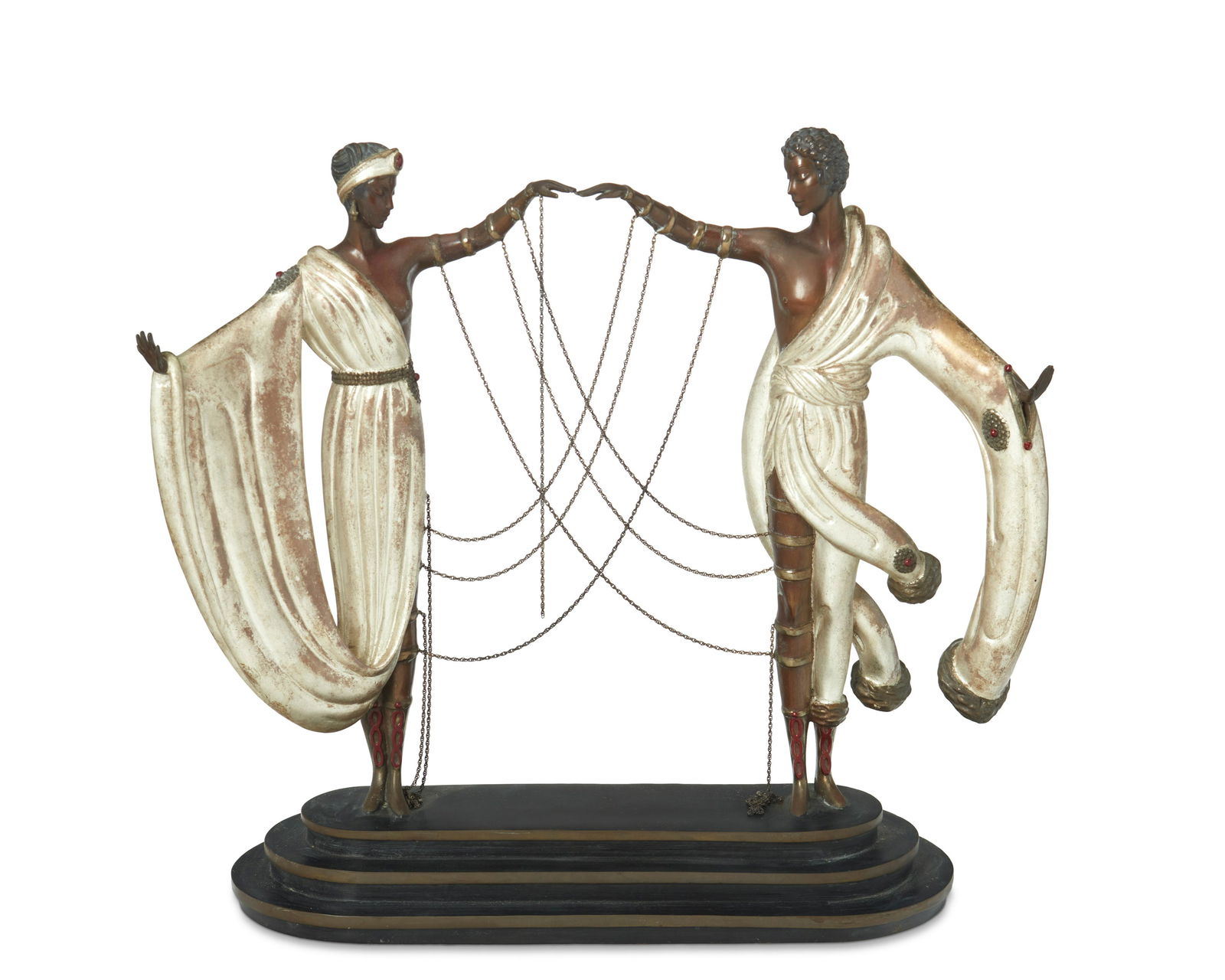Romain (ErtE) de Tirtoff (1892-1990), "The Wedding," 1985, Patinated and cold-painted bronze, 16" H (1 of 6)