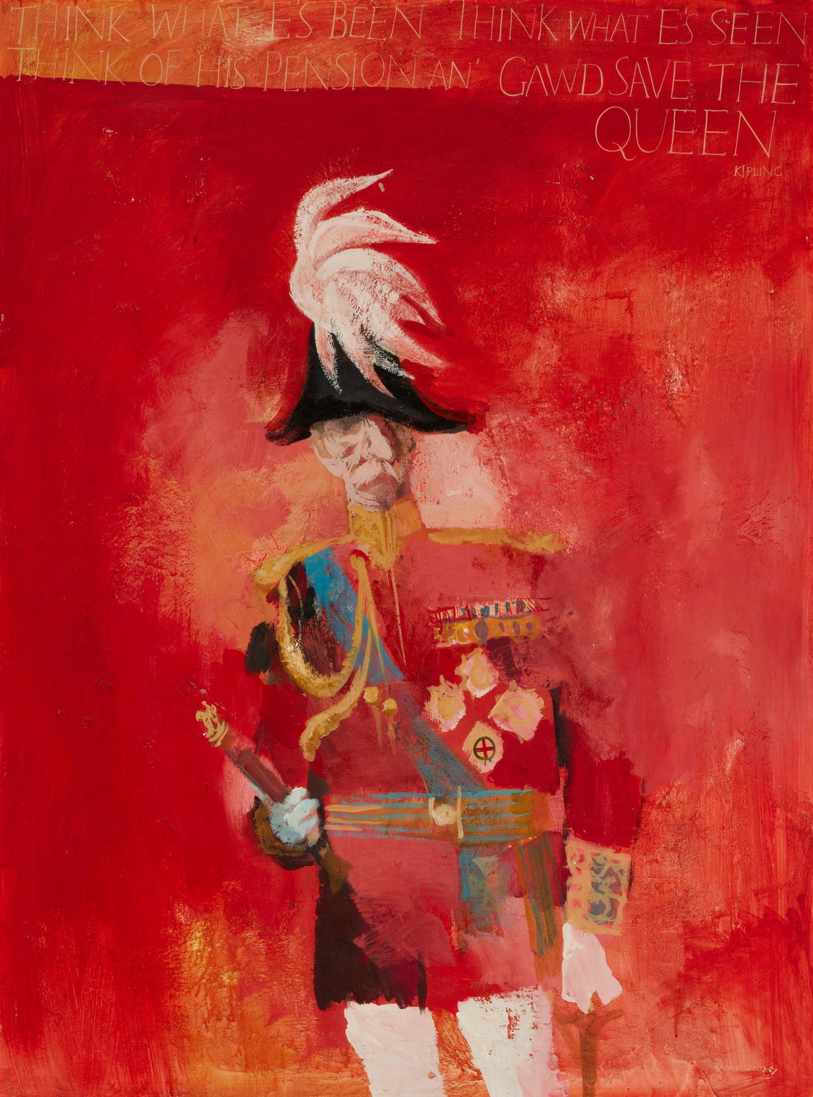 Harold Wood (1918-2004), "Think What E's Been, Think What E's Seen....Kipling," 1967, Oil and sand (1 of 6)