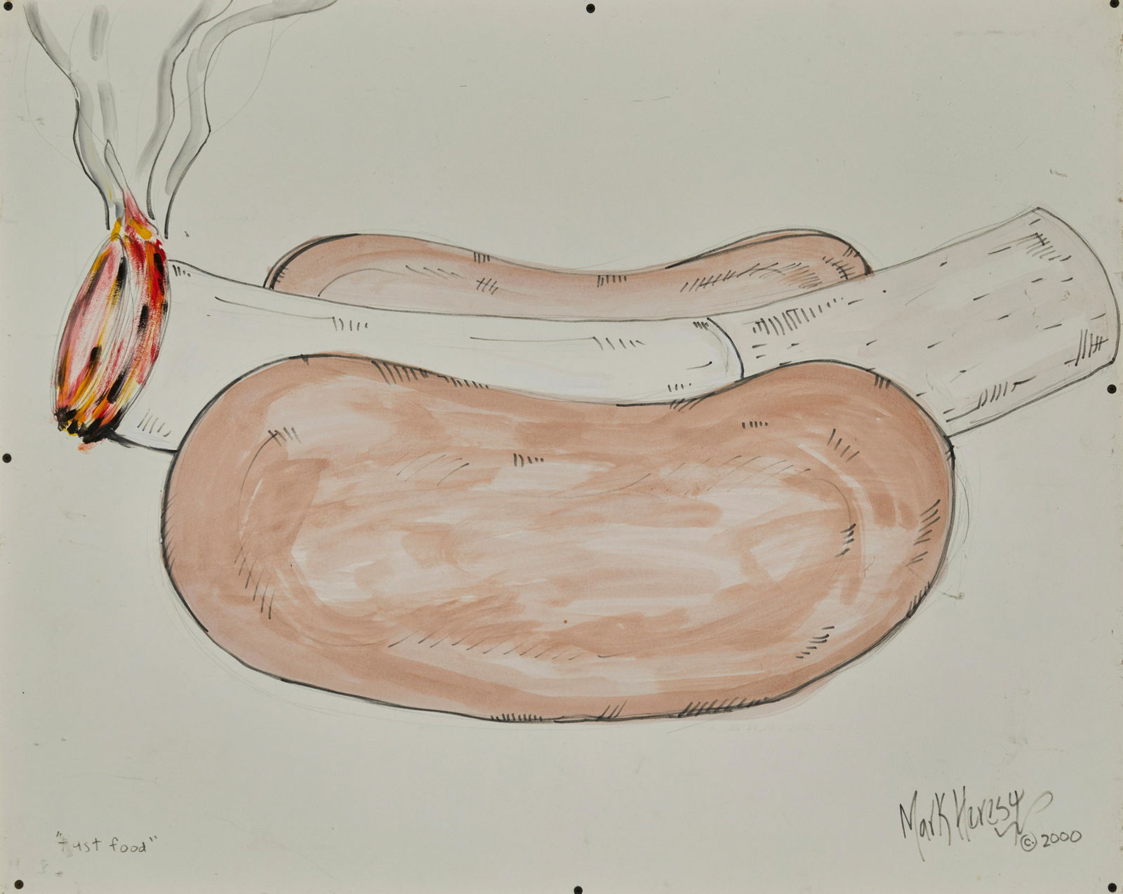 Mark Heresy (b. 1965), "Fast Food," 2000, Mixed media on mat board, 32" H x 40 " W (1 of 6)