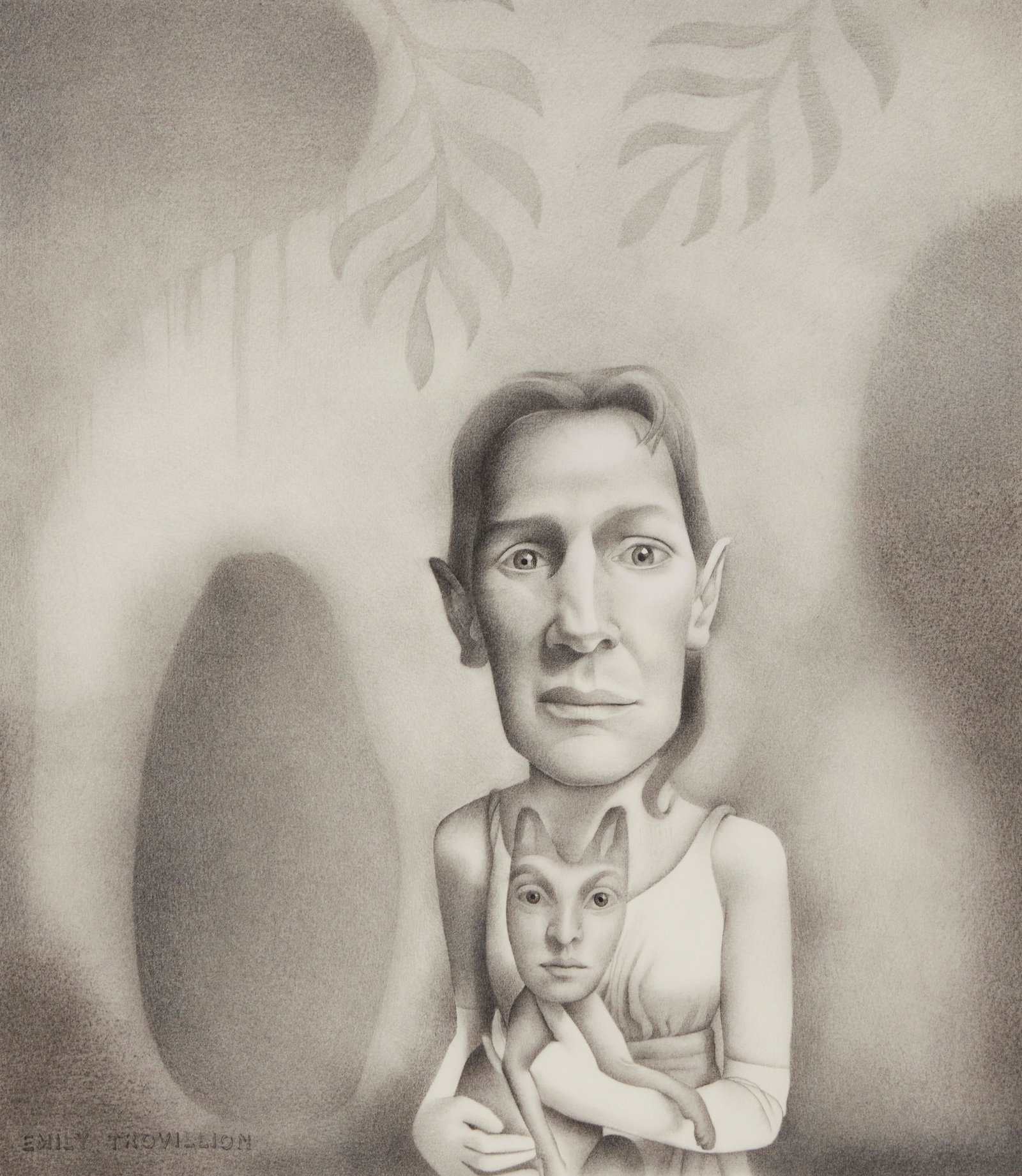 Emily Trovillion (b. 1944), "Persephone's Garden," 2005, Charcoal on rag paper, Sight: 17.75" H x: Emily Trovillion (b. 1944) "Persephone's Garden," 2005 Charcoal on rag paper Signed lower left: Emily Trovillion; titled and dated on a label affixed verso Sight: 17.75" H x 15.5" 