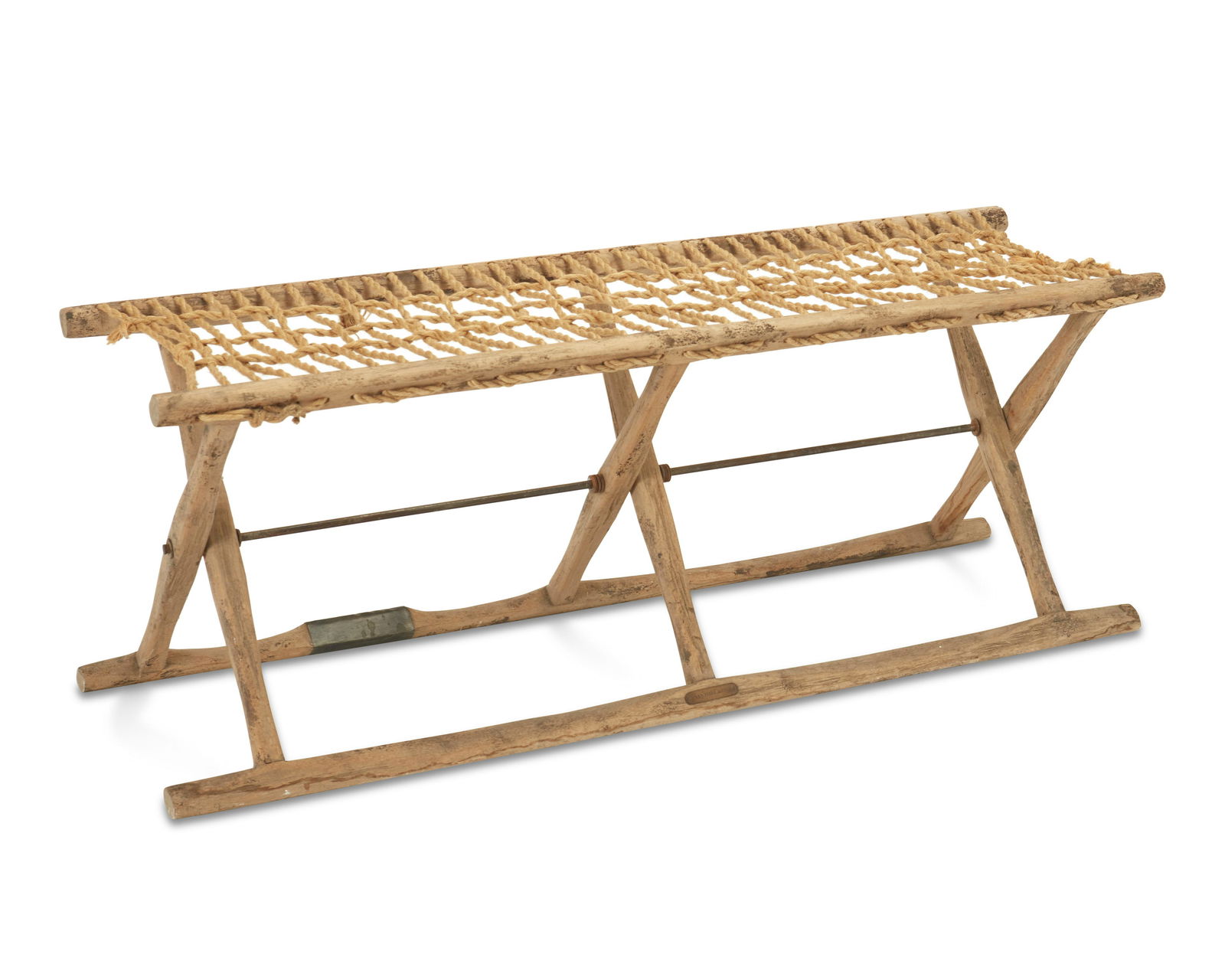 A Van Thiel & Co. wood and woven rope folding bench (1 of 6)