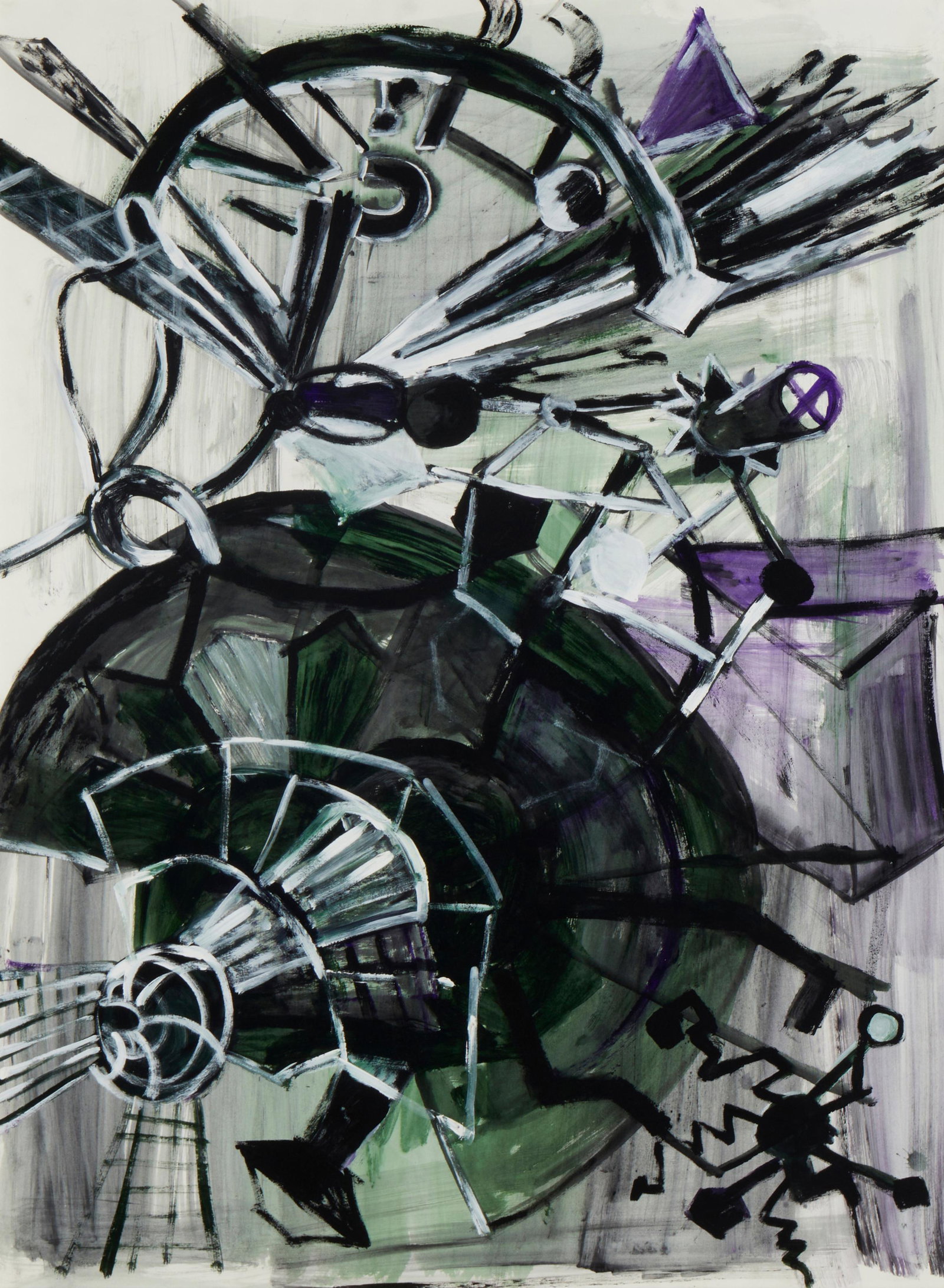 Lydia Dona (b. 1955), Orbital Attitudes, 1984, Acrylic on paper, Sight: 37.5" H x 49.5" W: Lydia Dona (b. 1955) Orbital Attitudes, 1984 Acrylic on paper Appears unsigned Sight: 37.5" H x 49.5" W Property of a Rancho Mirage Collection