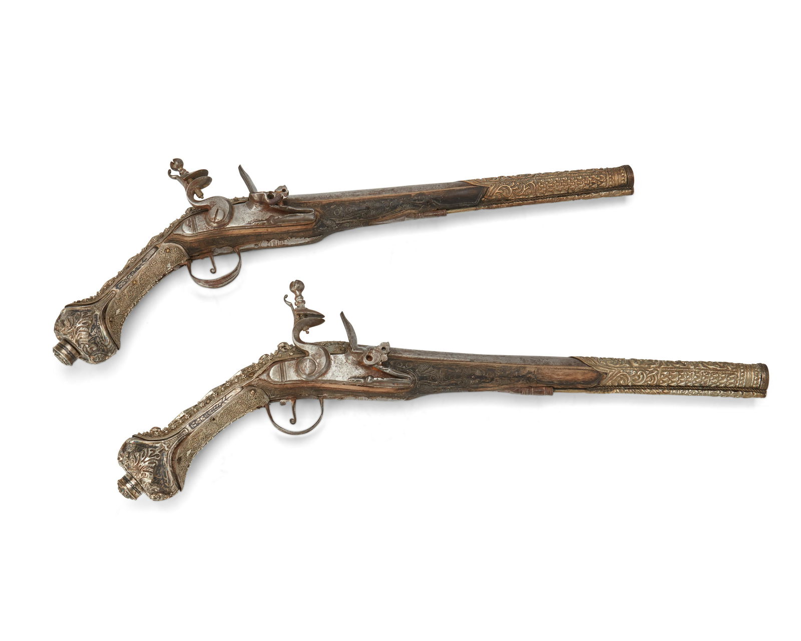 A pair of Ottoman flintlock holster pistols (1 of 9)