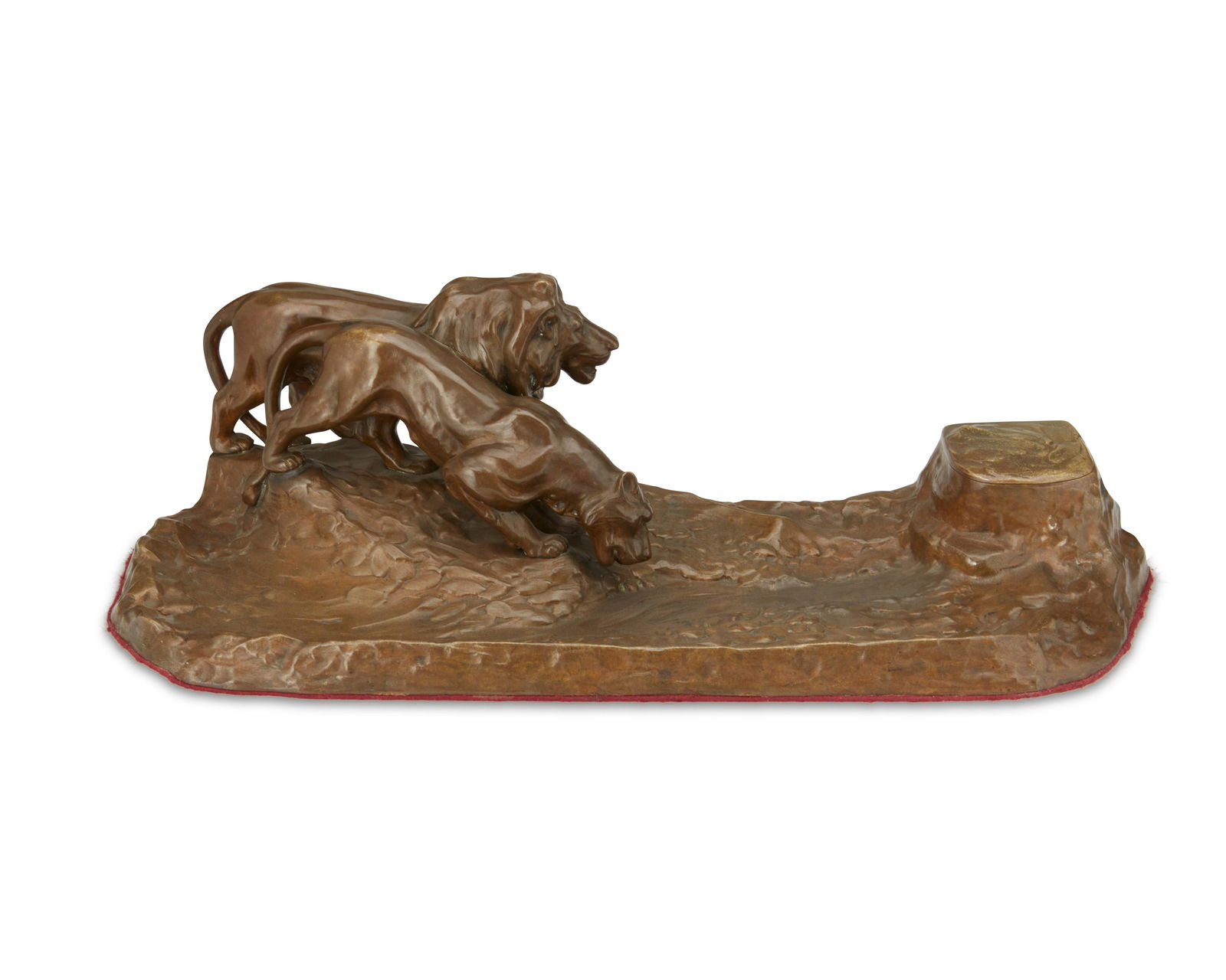 A Friedrich Gornick bronze lion inkwell (1 of 5)