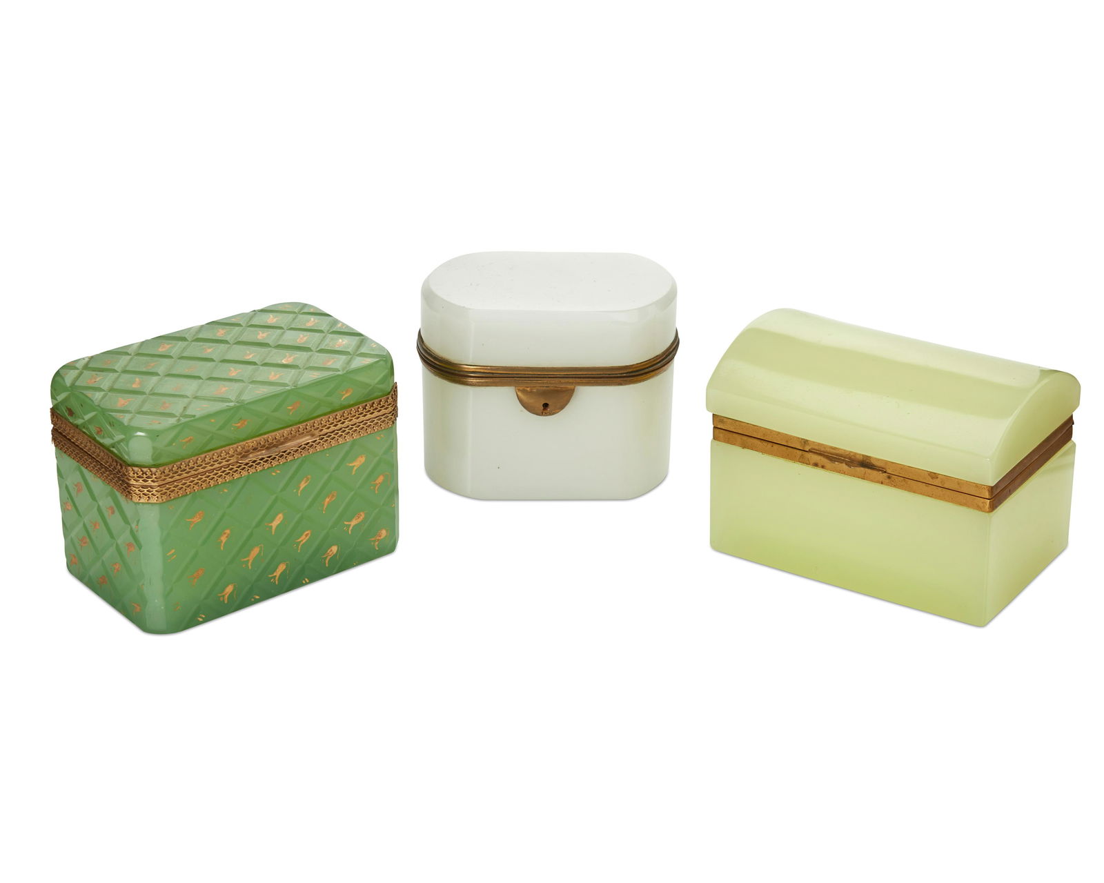 Three French opaline glass casket boxes (1 of 6)