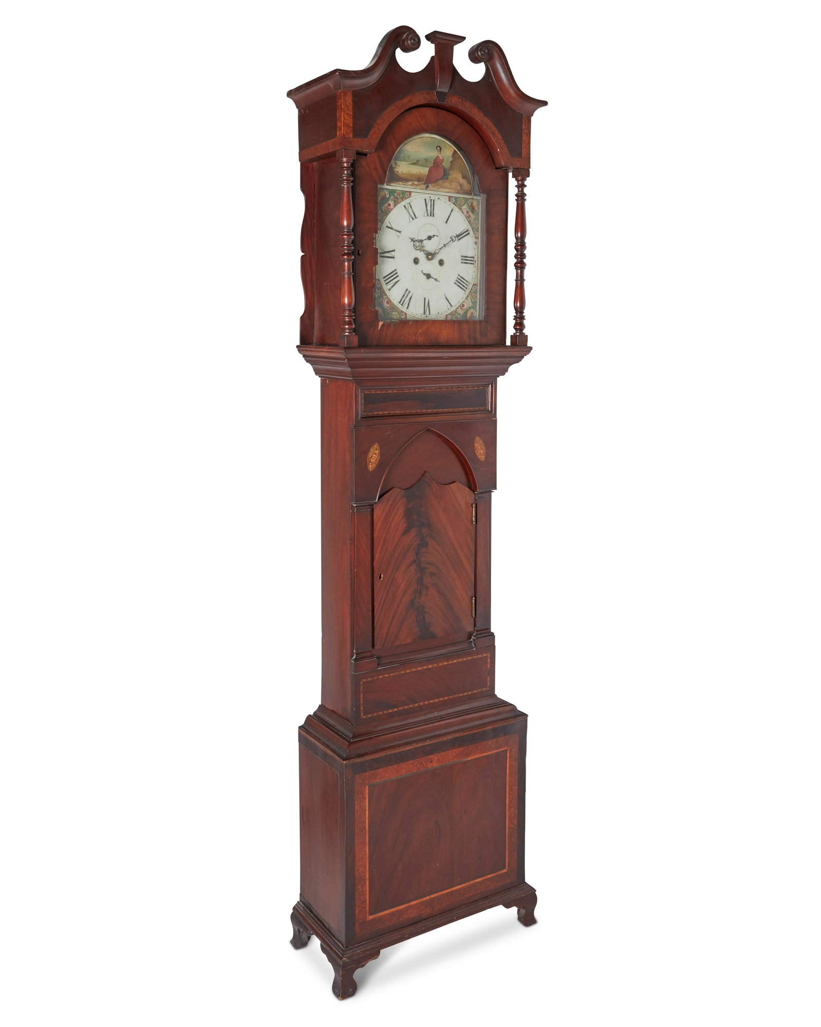 An American carved wood tall case clock (1 of 10)