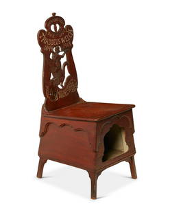 A carved side chair commemorating Thaddeus Welch: A carved side chair commemorating Thaddeus Welch Circa 1919 The chair with carved memorial to Thaddeus Welch on the backsplat, reading: "Heavens Light / Our Guide / Thaddeus Welch / 1844 / 1919