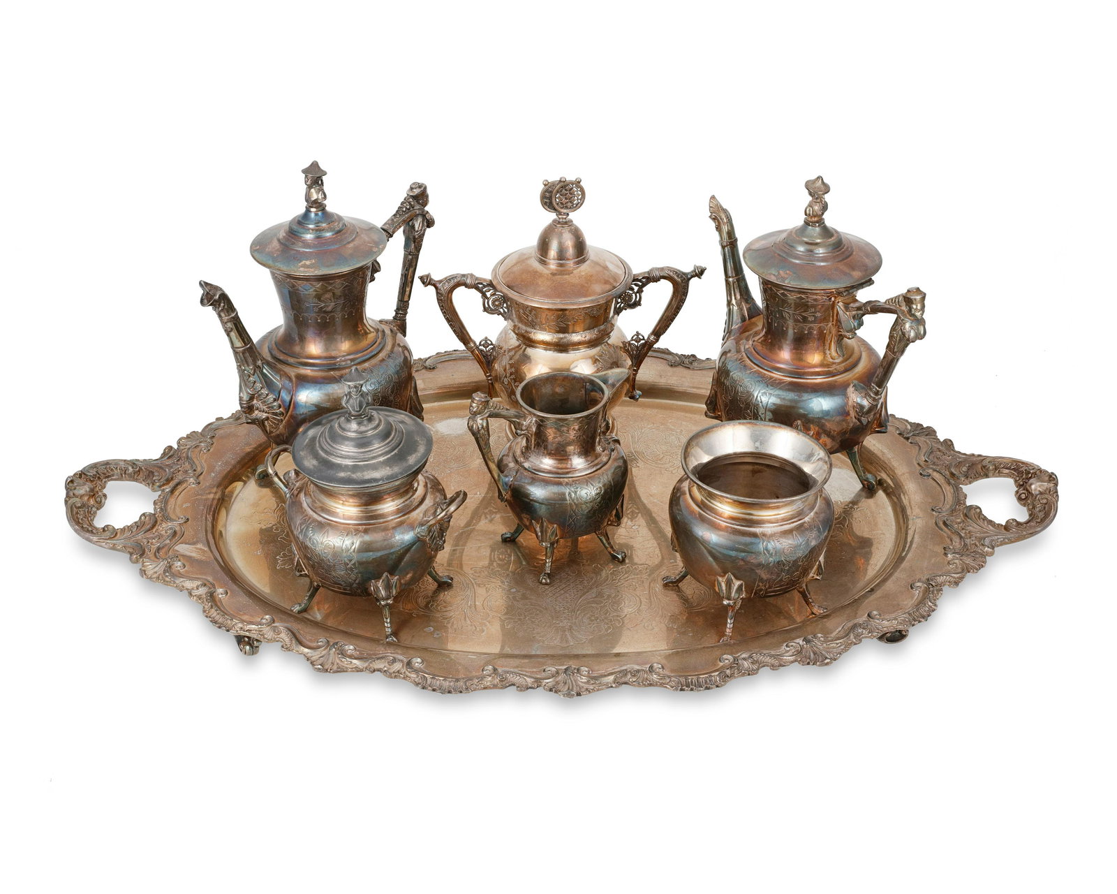 A chinoiserie silver-plated coffee and tea service (1 of 2)