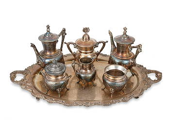 A chinoiserie silver-plated coffee and tea service (1 of 2)