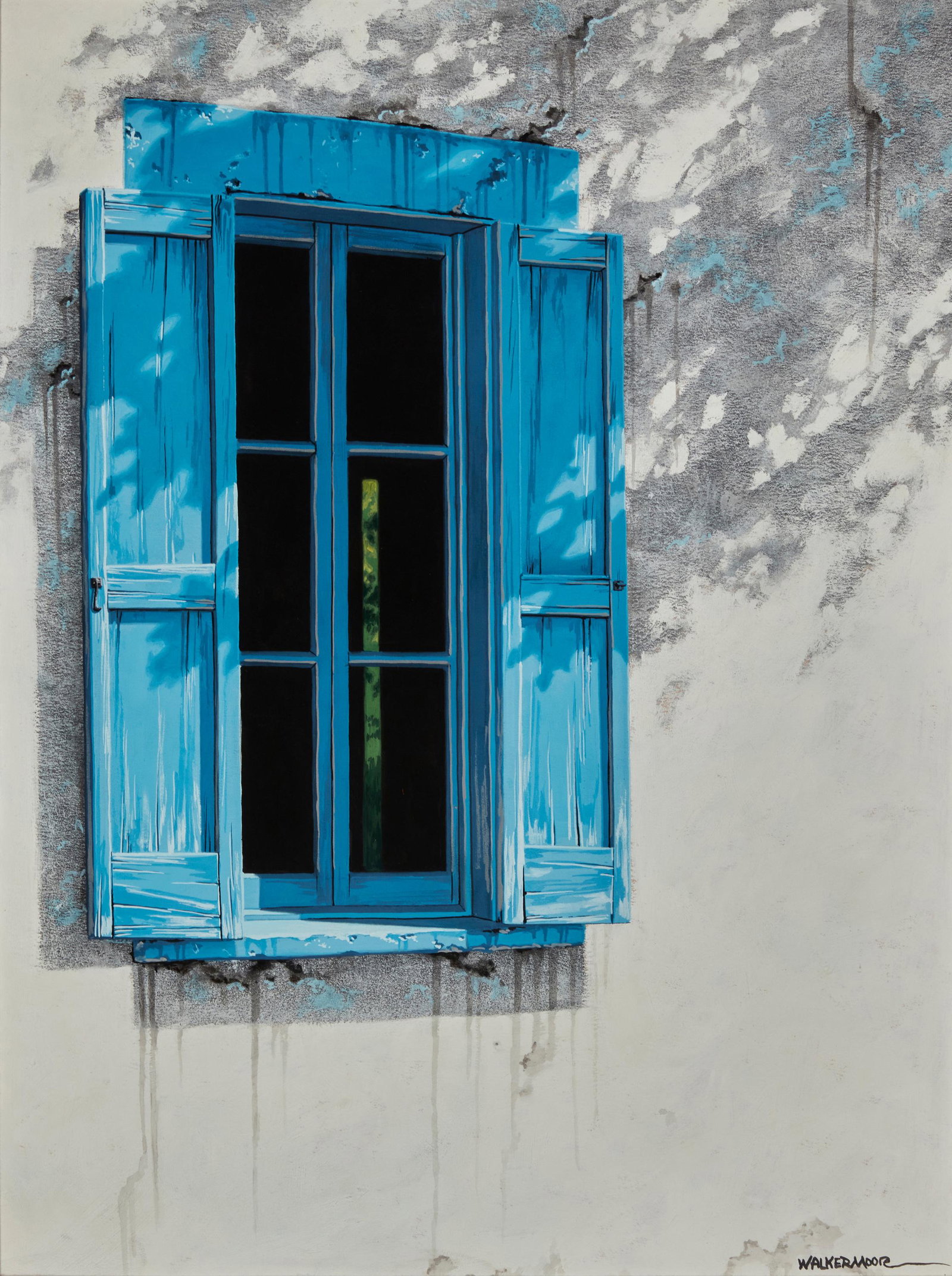 John Walker (b. 1939) and Roxanne Moore (20th century), Blue window shutters, 1990, Casein on (1 of 6)