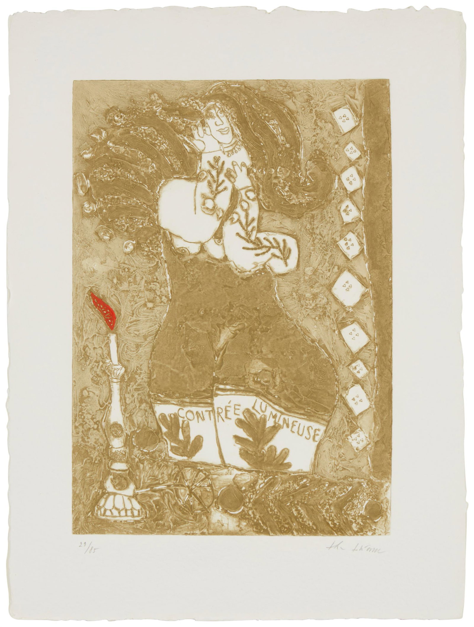 Theo Tobiasse, (1927-2012), "Contree Lumineuse", Etching and carborundum in colors on thick handmade (1 of 5)