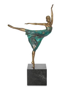 Paul Fairley (1948-1991), "Juliet," 1983, Patinated and cold-painted bronze raised on marble plinth,: Paul Fairley(1948-1991)"Juliet," 1983Patinated and cold-painted bronze raised on marble plinthEdition: 140/999Signed to bronzeFigure: 13.5" H x 9.325" W x 2.25" D; Plinth: 3.1