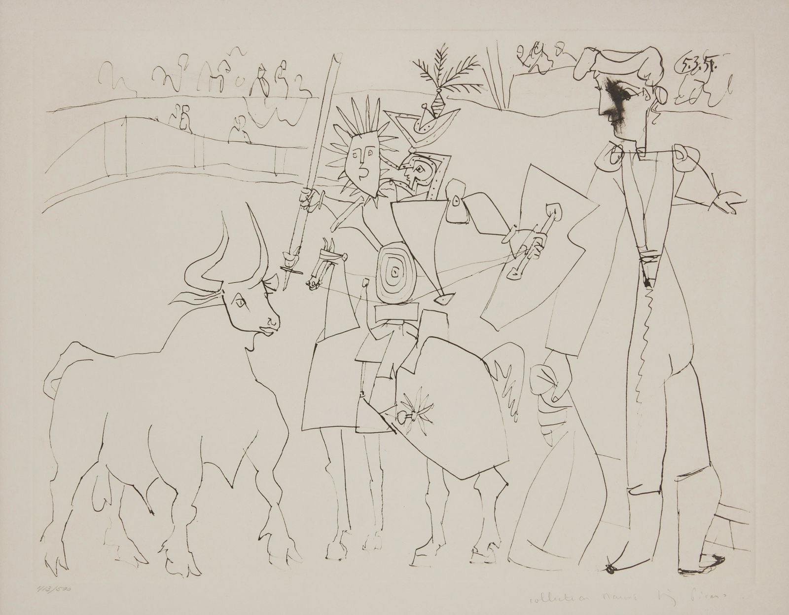 After Pablo Picasso (1881-1973), "Chevalier Picador dans L'Arene," circa 1979-1982, Lithograph on (1 of 7)