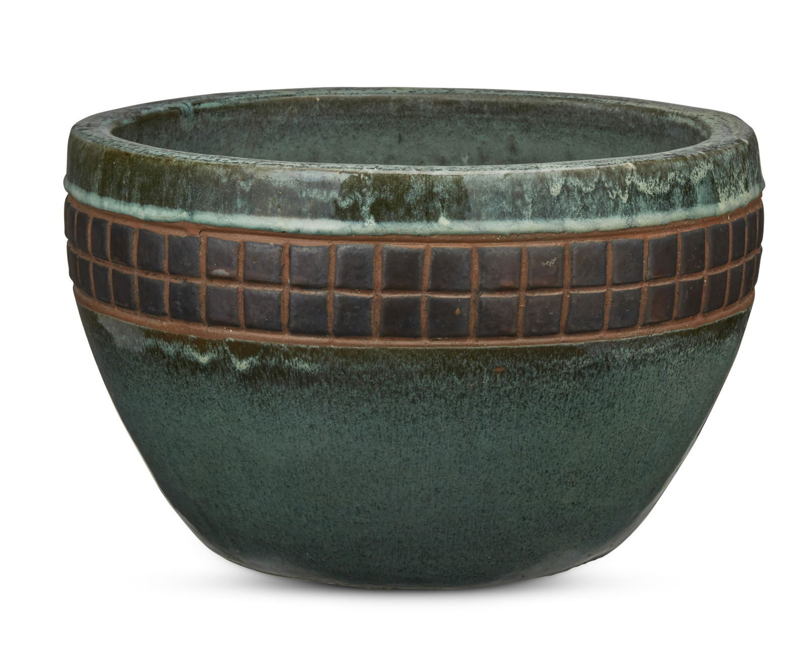 A Hillside Pottery-style tiled terracotta jardiniere (1 of 3)