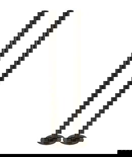 Gianfranco Frattini (1926-2004), Two "Megaron" floor lamps for Artemide, circa 1980s, Each: 71.5" H: Gianfranco Frattini (1926-2004)Two "Megaron" floor lamps for Artemide, circa 1980sDesigned 1979Each embossed to the underside edge: Artemide Milano / Modelo Megaron / Design Gianfranco Fratt