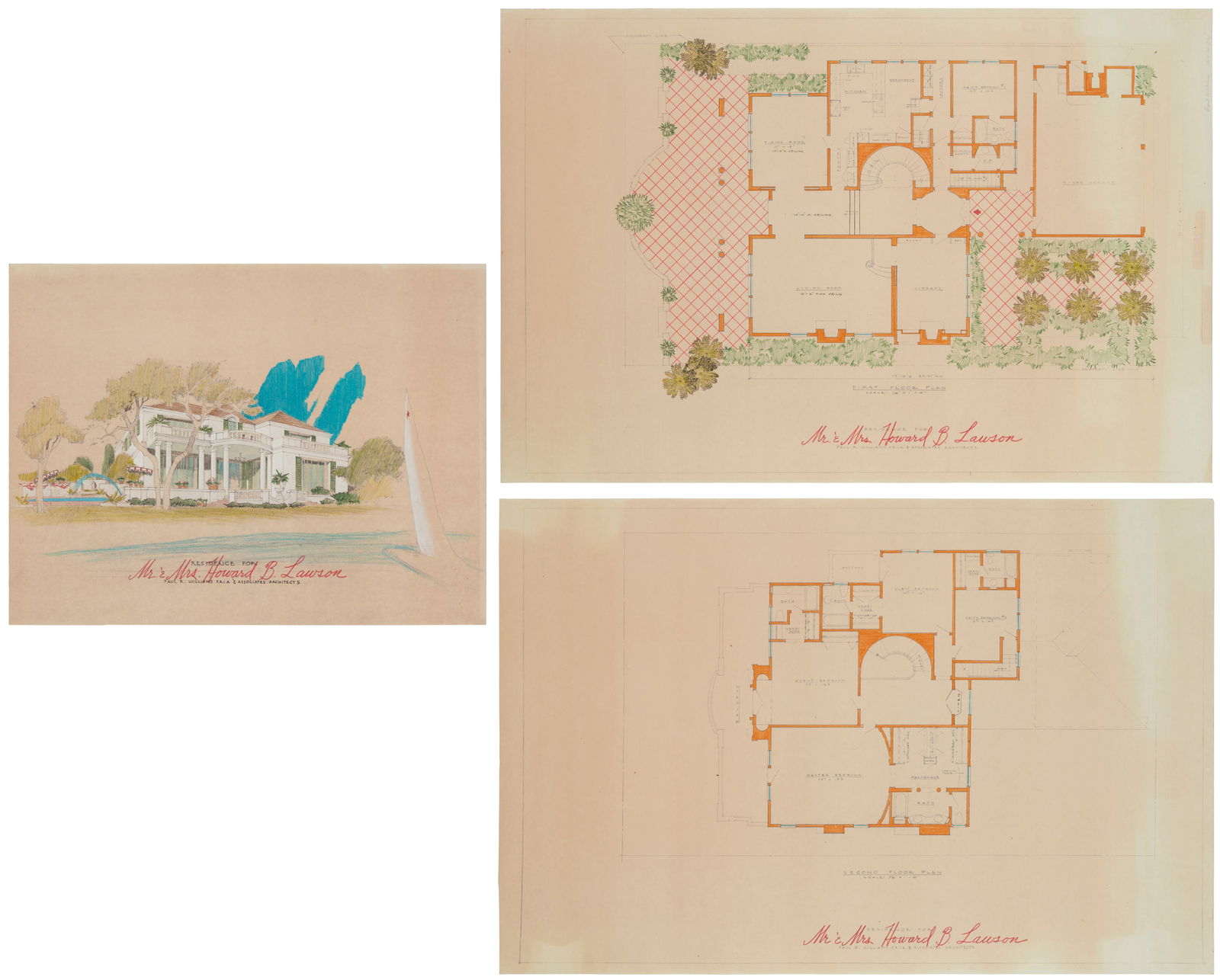 Paul Revere Williams (1894-1980), Architectural drawing and two blueprints for an unrealized (1 of 6)