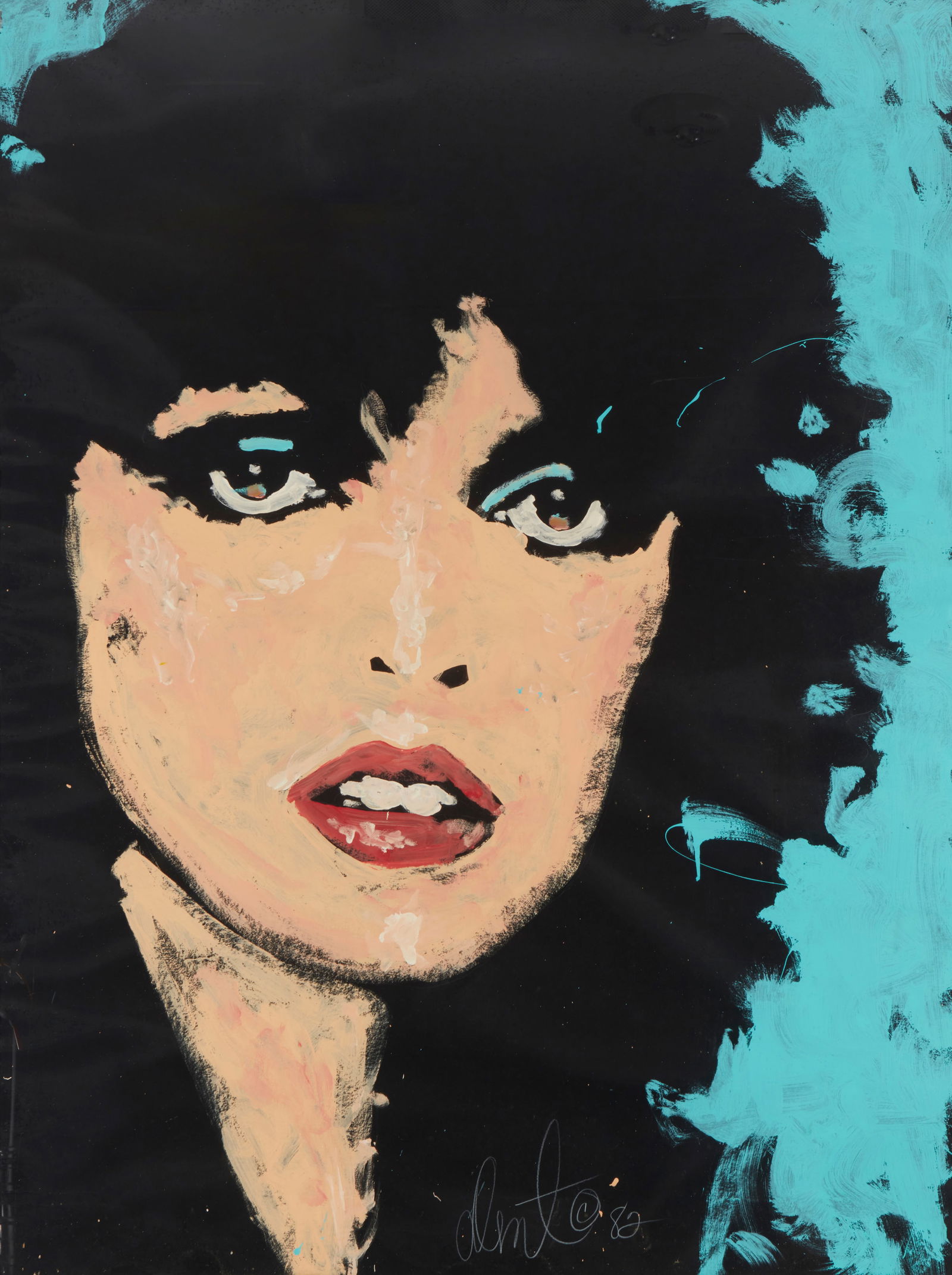 Denny Dent (1948-2004), Pat Benetar, 1982, Acrylic on paper, Sight: 46.5" H x 34.5" W (1 of 5)
