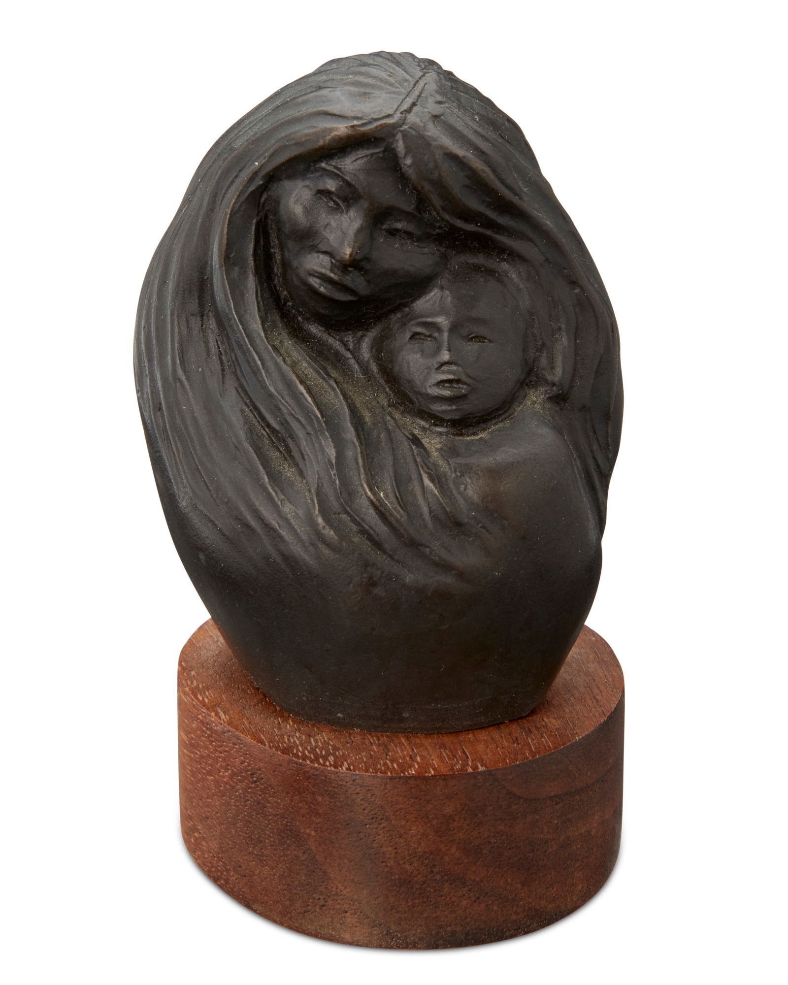 Allan Houser (1914-1994, Apache), Bust of a mother and child, 1987, Patinated bronze on a wood: Allan Houser(1914-1994, Apache)Bust of a mother and child, 1987Patinated bronze on a wood plinthEdition: 86/100Signed, dated, and numbered in the casting: Allan Houser2.625" H x 2" W x 2&quo